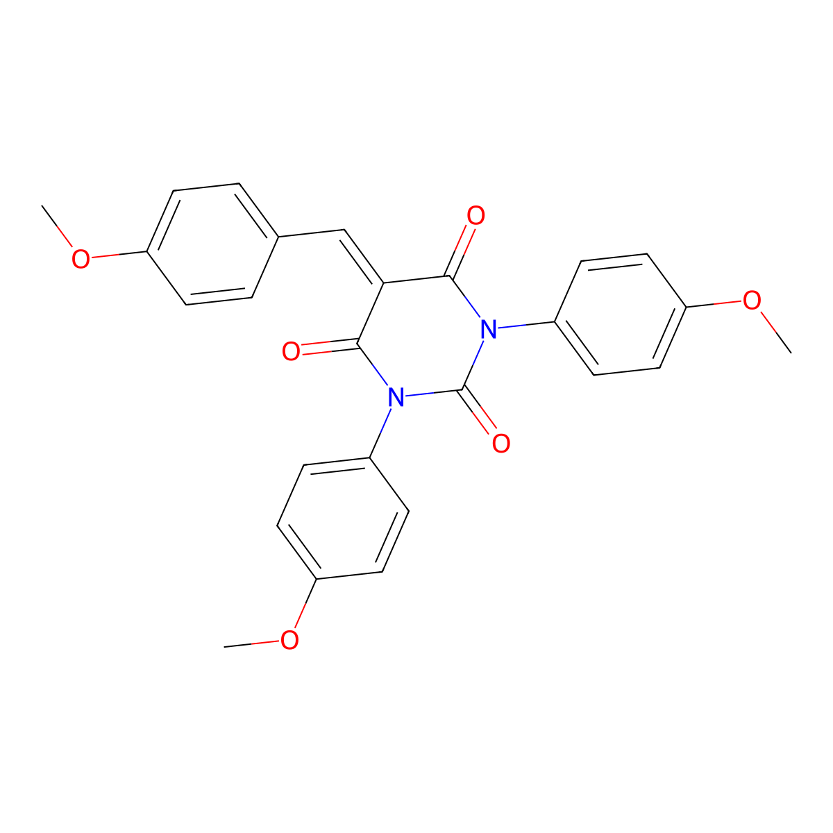 1,3-Bis(4-methoxyphenyl)-5-[(4-methoxyphenyl)methylidene]-1,3-diazinane-2,4,6-trione molecular structure, CAS 299420-36-3