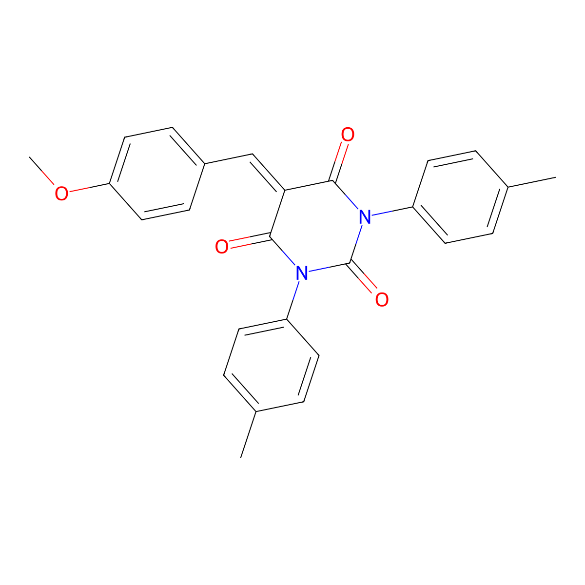 5-[(4-Methoxyphenyl)methylidene]-1,3-bis(4-methylphenyl)-1,3-diazinane-2,4,6-trione molecular structure, CAS 299420-40-9