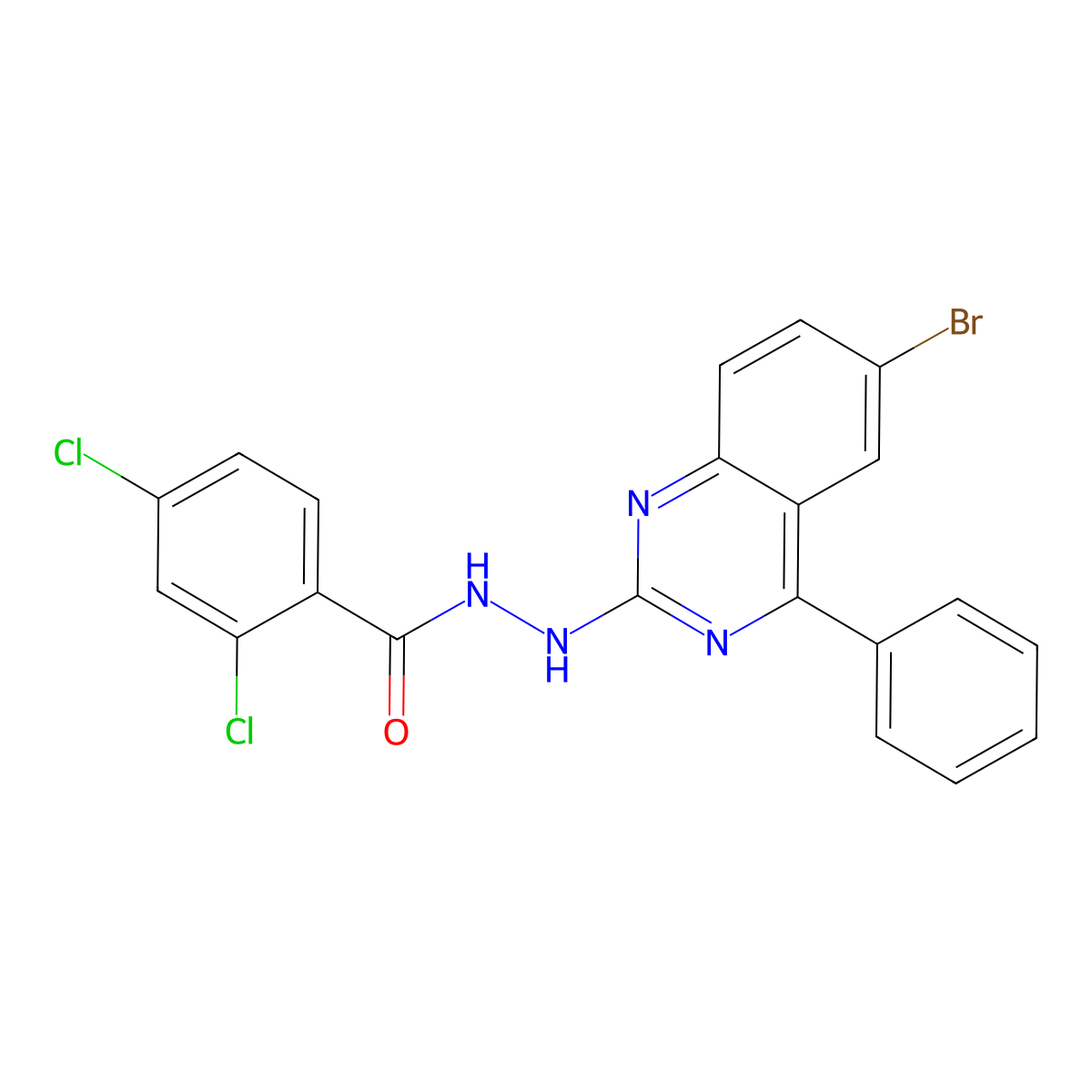 N'-(6-bromo-4-phenylquinazolin-2-yl)-2,4-dichlorobenzohydrazide molecular structure, CAS 299420-46-5