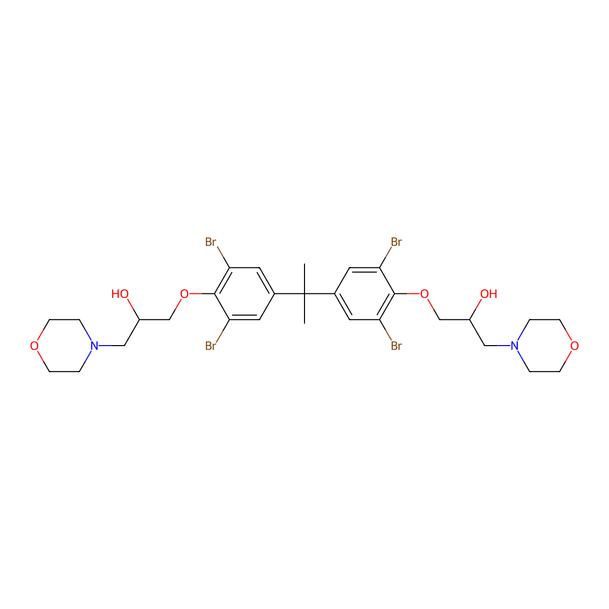 3,3'-((Propane-2,2-diylbis(2,6-dibromo-4,1-phenylene))bis(oxy))bis(1-morpholinopropan-2-ol) molecular structure, CAS 299420-64-7