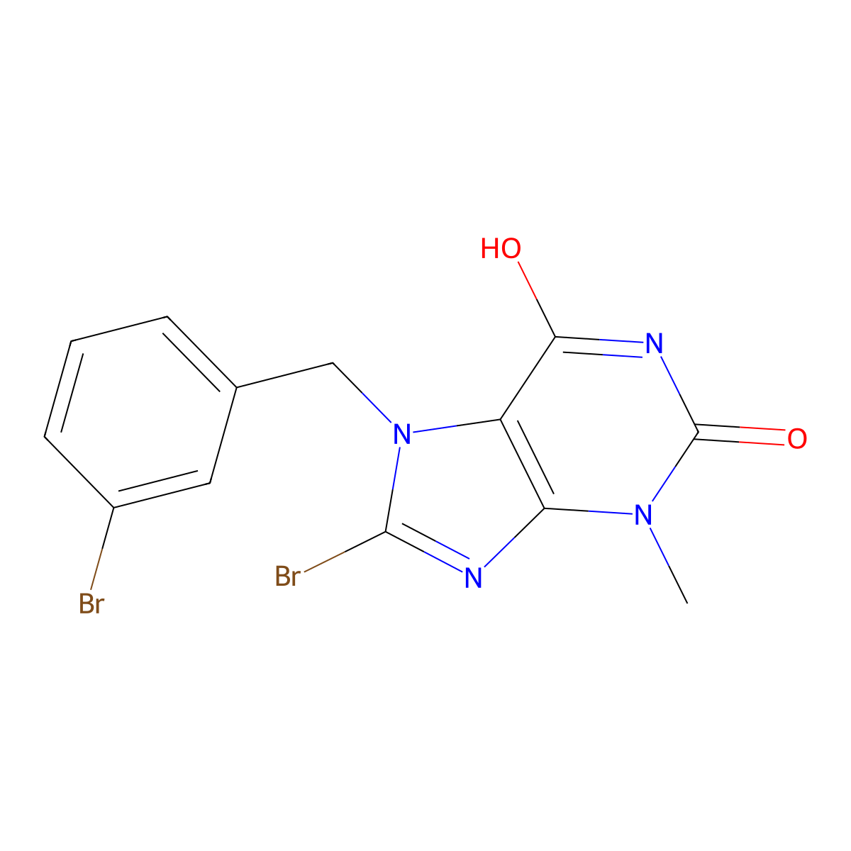 8-bromo-7-(3-bromobenzyl)-3-methyl-1H-purine-2,6(3H,7H)-dione molecular structure, CAS 299421-69-5