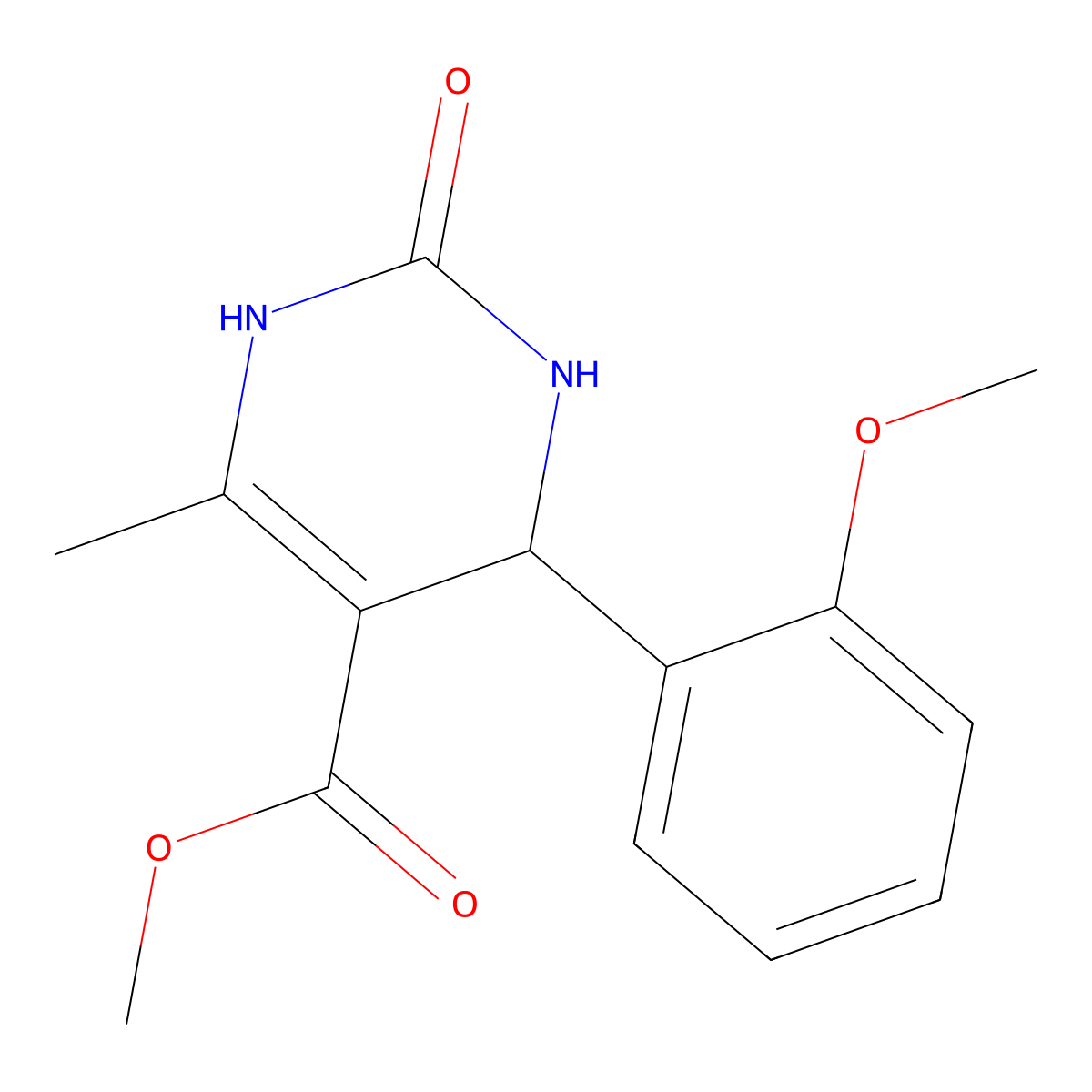 Methyl 4-(2-methoxyphenyl)-6-methyl-2-oxo-1,2,3,4-tetrahydropyrimidine-5-carboxylate molecular structure, CAS 299421-76-4