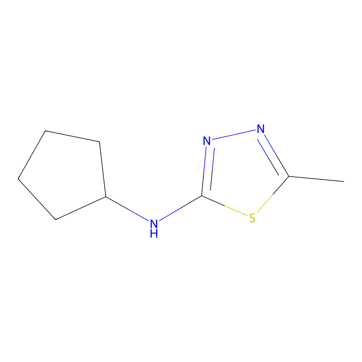 N-cyclopentyl-5-methyl-1,3,4-thiadiazol-2-amine molecular structure, CAS 299422-24-5