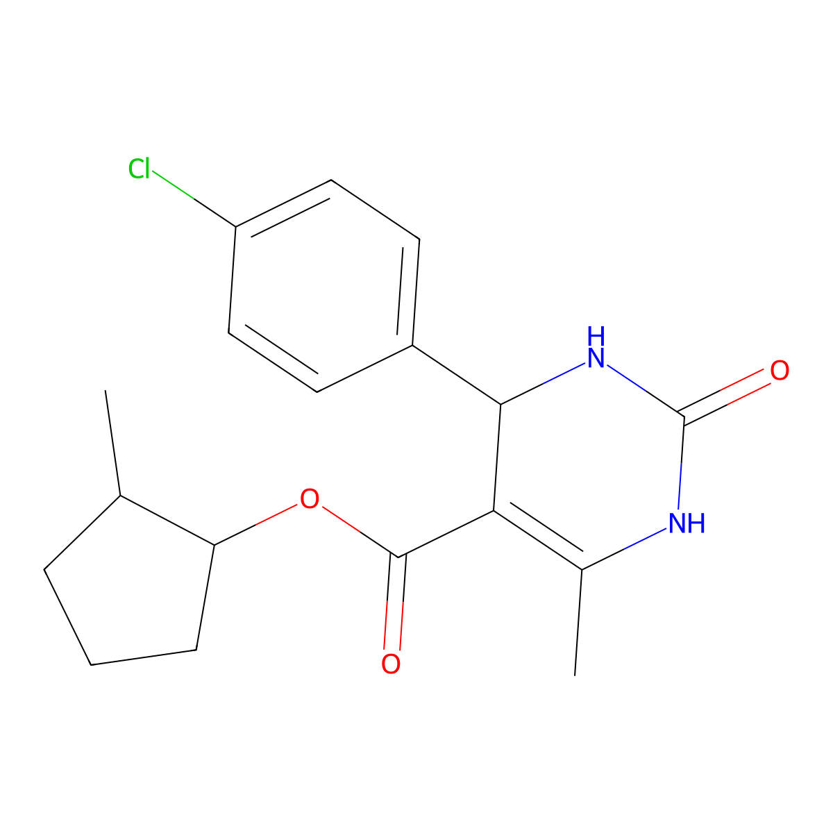 2-Methylcyclopentyl 4-(4-chlorophenyl)-6-methyl-2-oxo-1,2,3,4-tetrahydropyrimidine-5-carboxylate molecular structure, CAS 299422-68-7