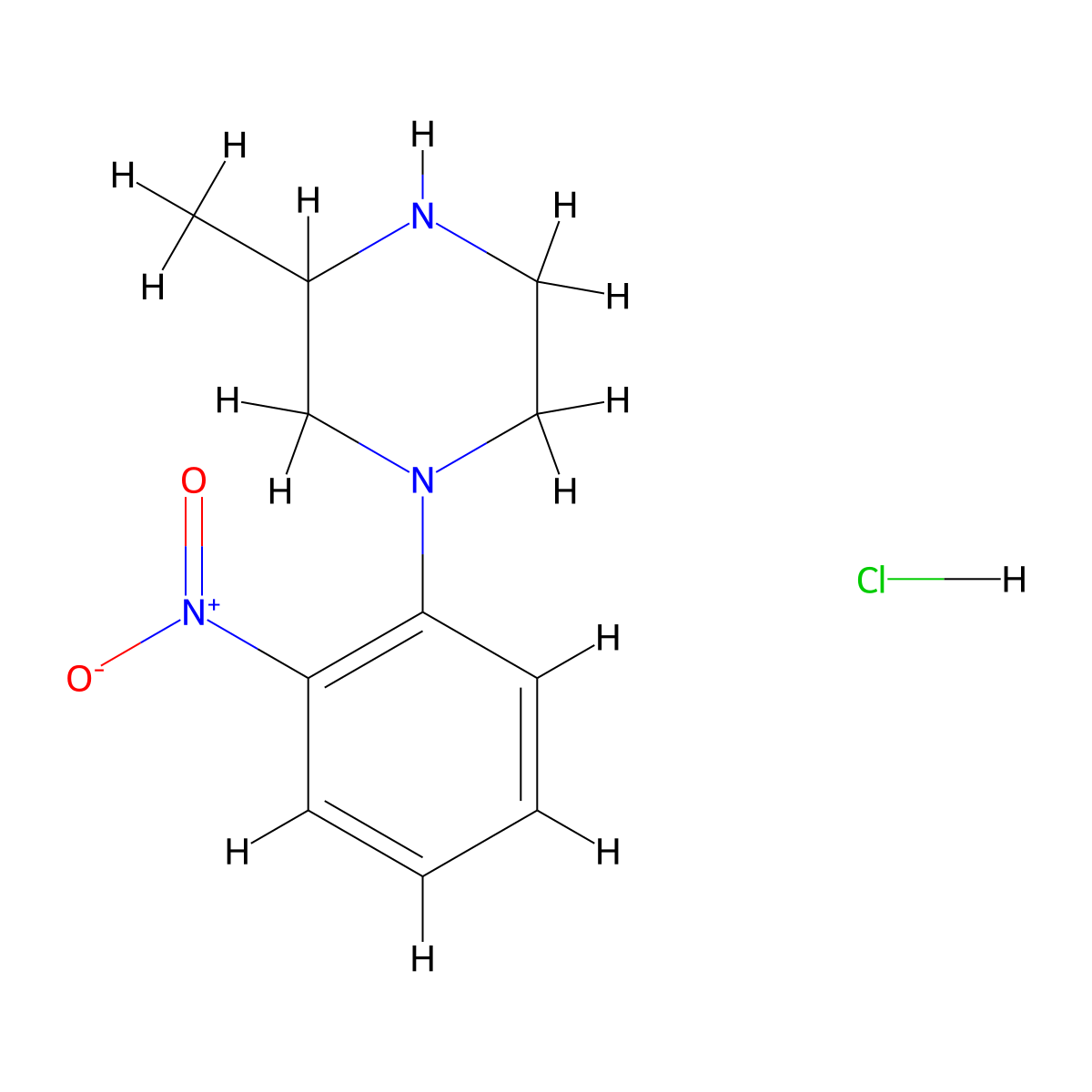 3-Methyl-1-(2-nitrophenyl)piperazine hydrochloride molecular structure, CAS 299425-74-4