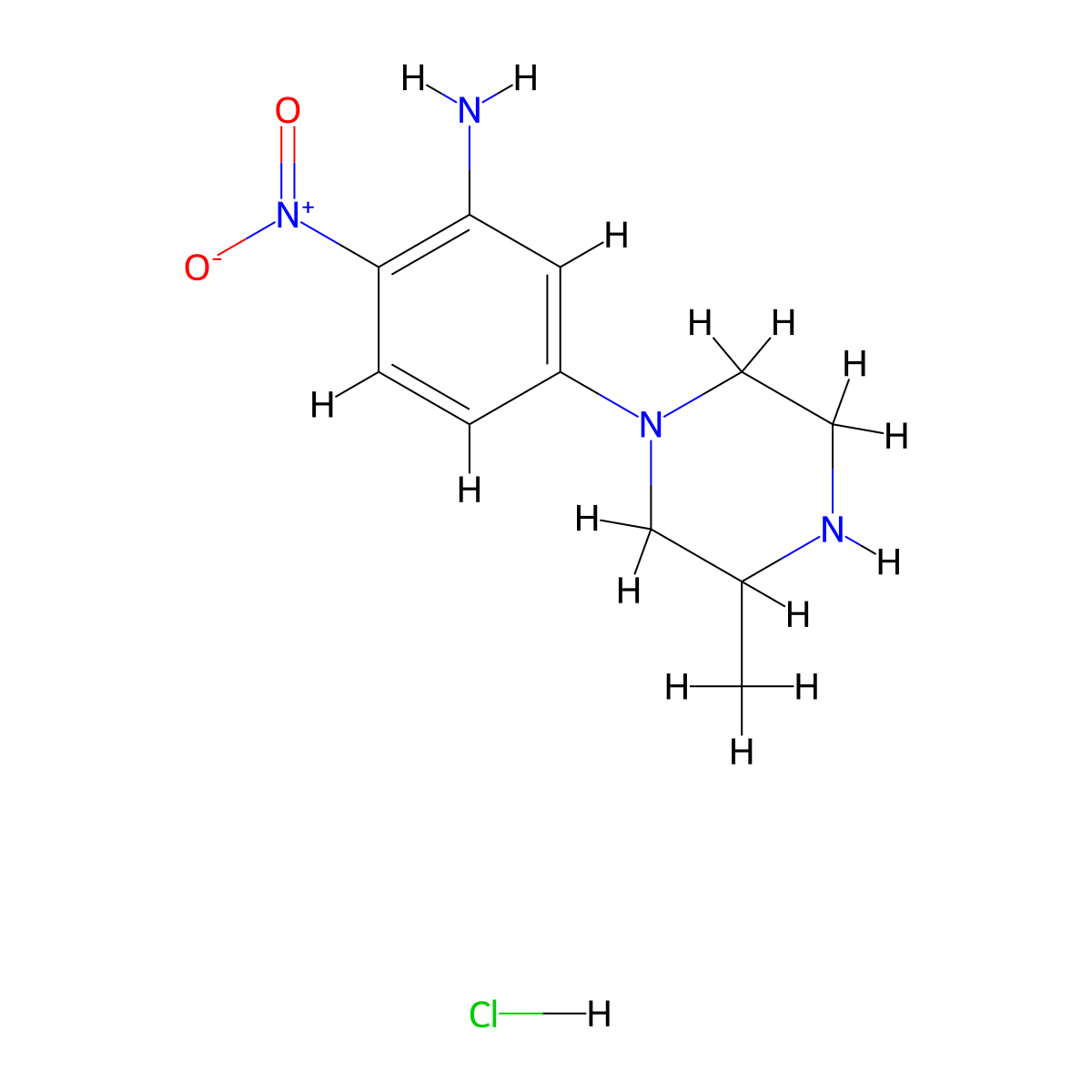 Benzenamine, 5-(3-methyl-1-piperazinyl)-2-nitro-, hydrochloride (1:1) molecular structure, CAS 299425-76-6