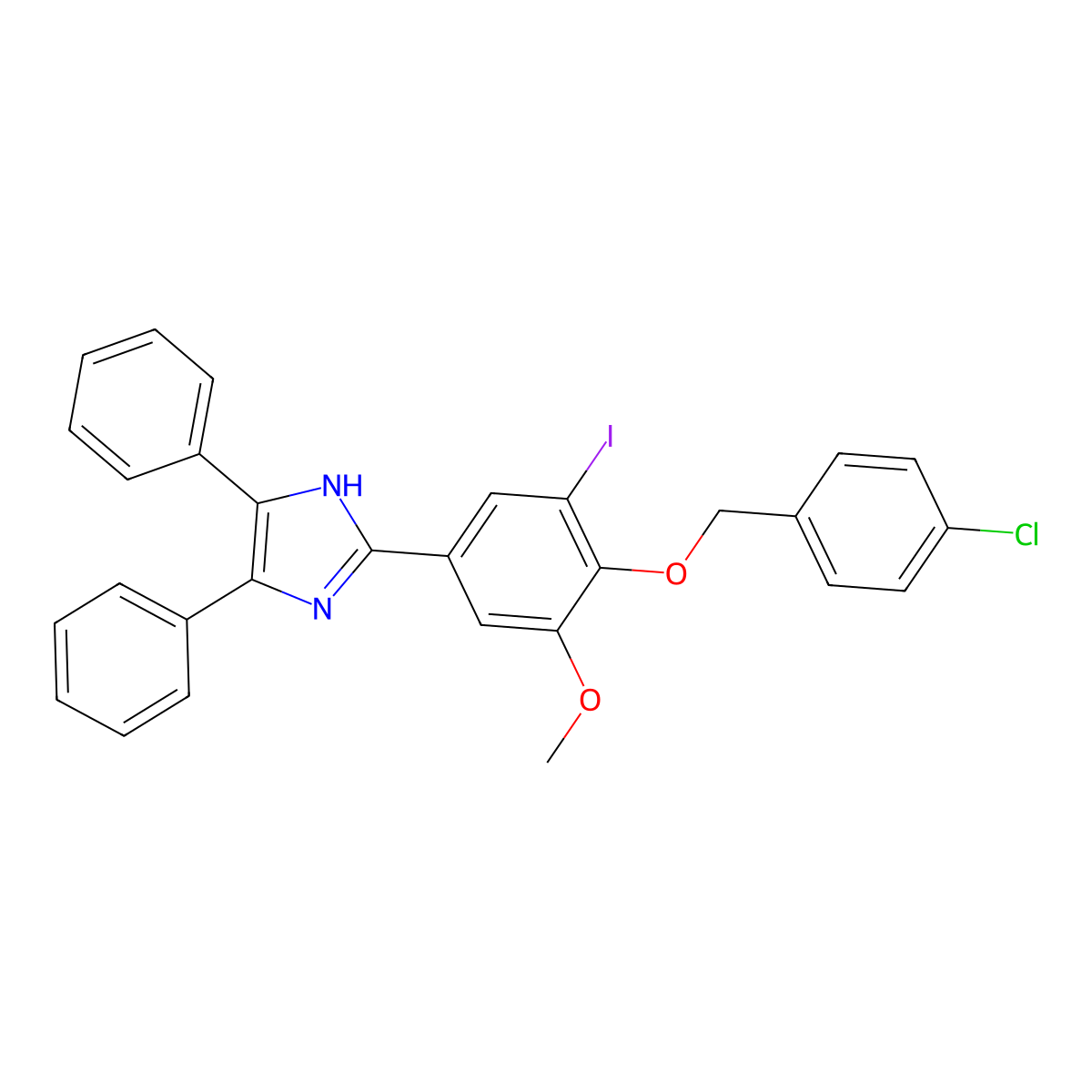 2-[4-[(4-chlorophenyl)methoxy]-3-iodo-5-methoxyphenyl]-4,5-diphenyl-1H-imidazole molecular structure, CAS 299426-27-0