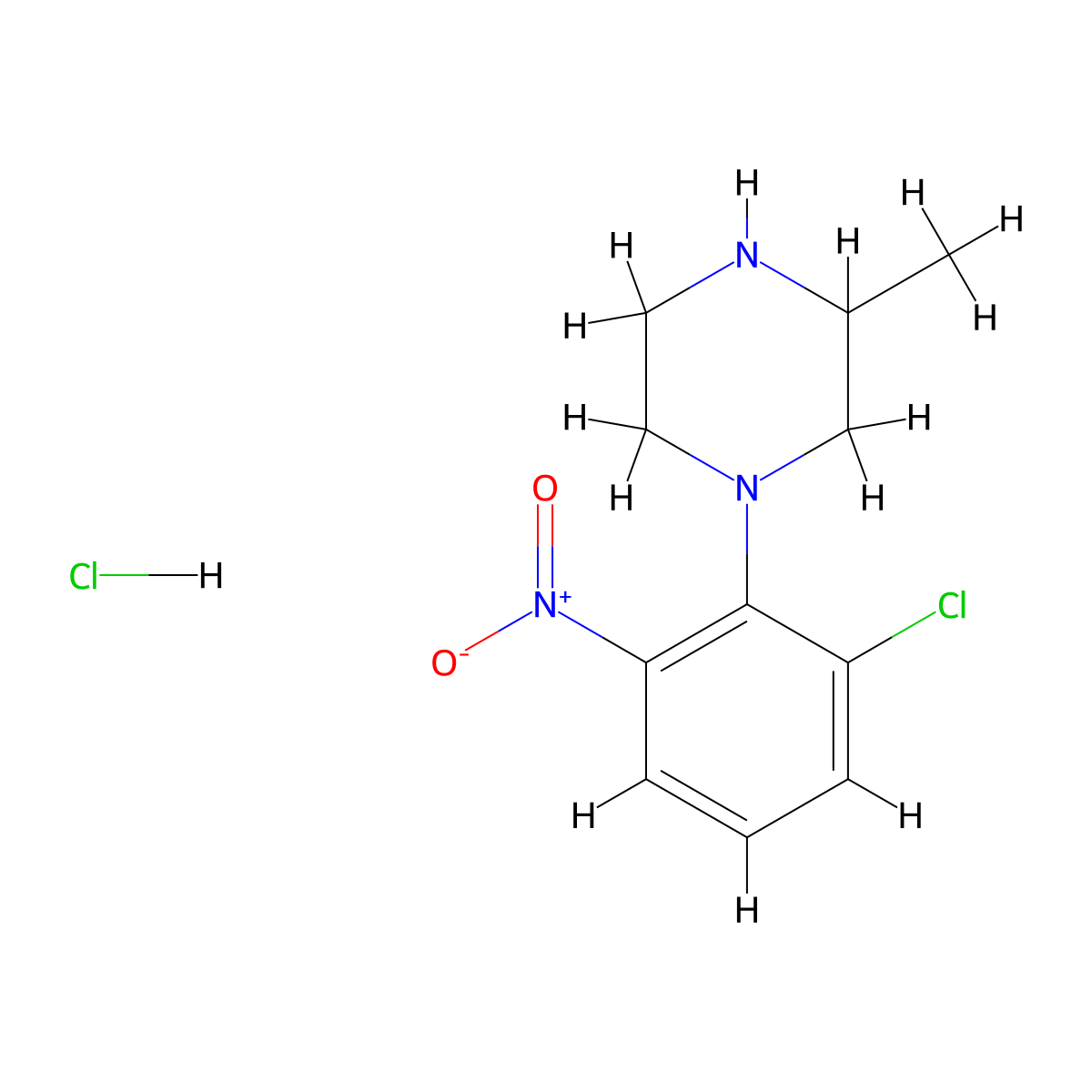 1-(2-Chloro-6-nitrophenyl)-3-methylpiperazine hydrochloride molecular structure, CAS 299426-30-5