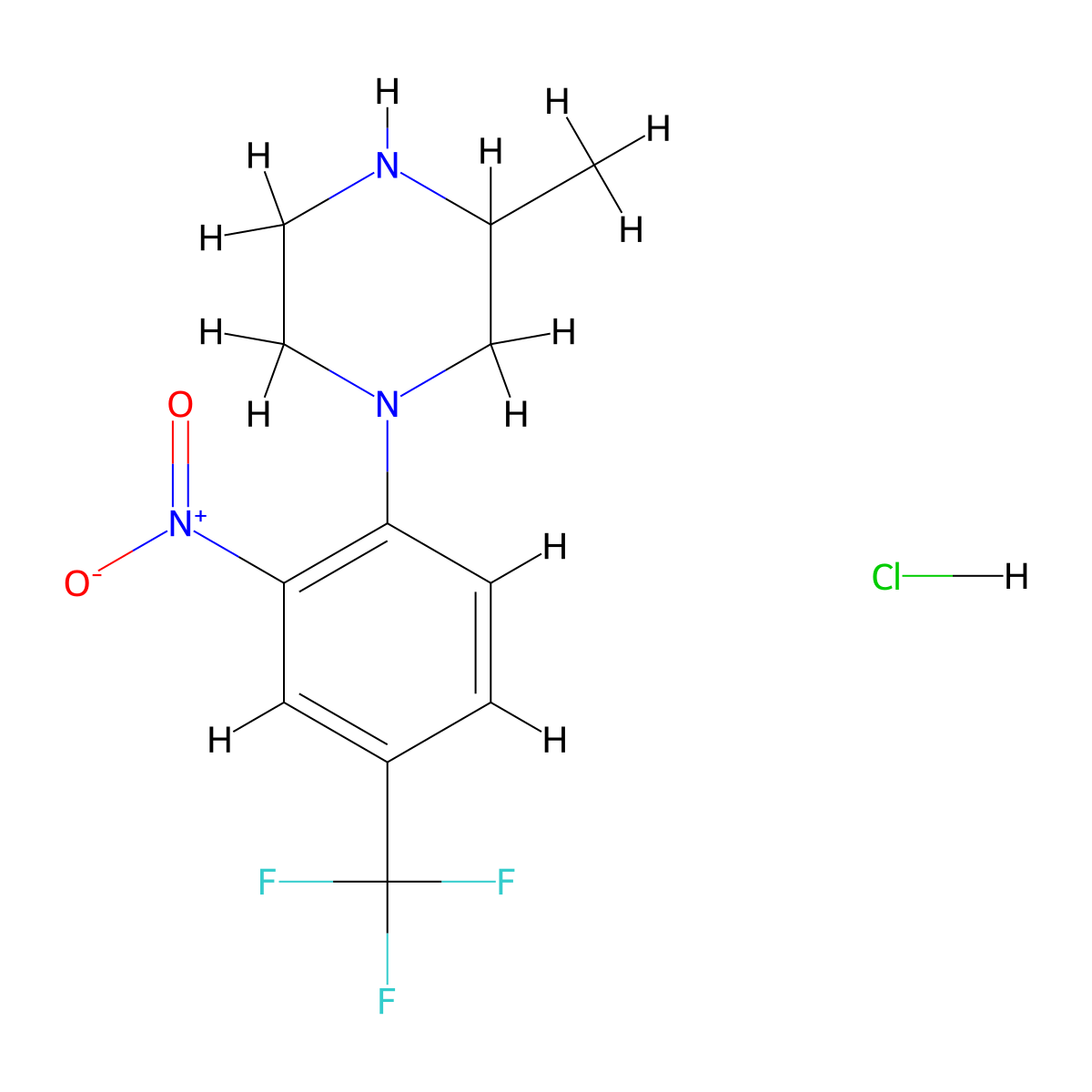 1-[2-Nitro-4-(trifluoromethyl)phenyl]-3-methylpiperazine hydrochloride molecular structure, CAS 299426-31-6