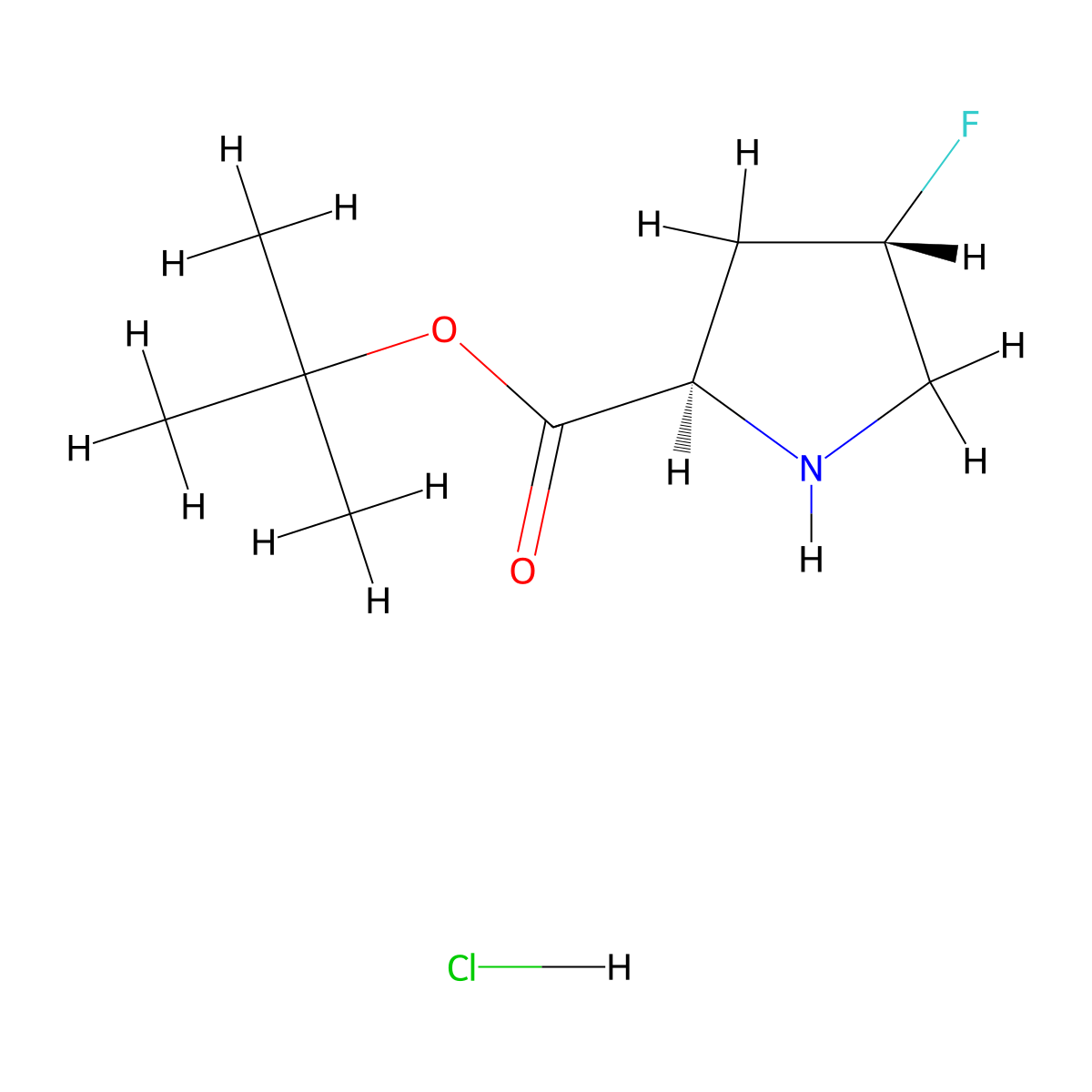 tert-butyl (2R,4S)-4-fluoropyrrolidine-2-carboxylate hydrochloride molecular structure, CAS 2994285-24-2