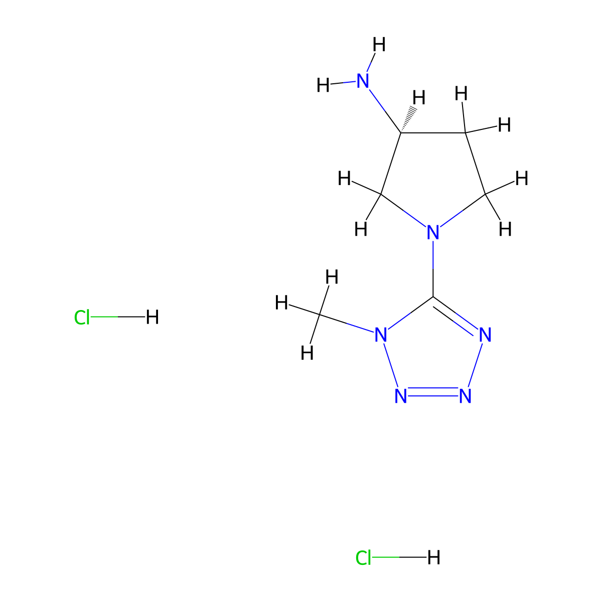(3S)-1-(1-methyl-1H-1,2,3,4-tetrazol-5-yl)pyrrolidin-3-amine dihydrochloride molecular structure, CAS 2994285-37-7