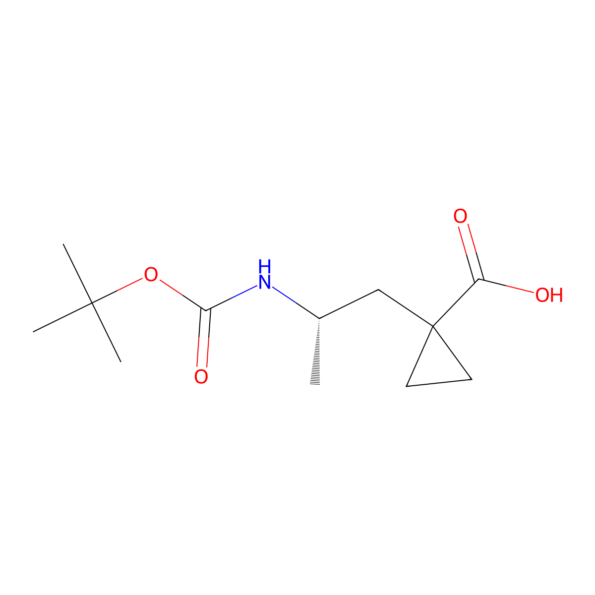 1-[(2S)-2-{[(tert-butoxy)carbonyl]amino}propyl]cyclopropane-1-carboxylic acid molecular structure, CAS 2994285-66-2
