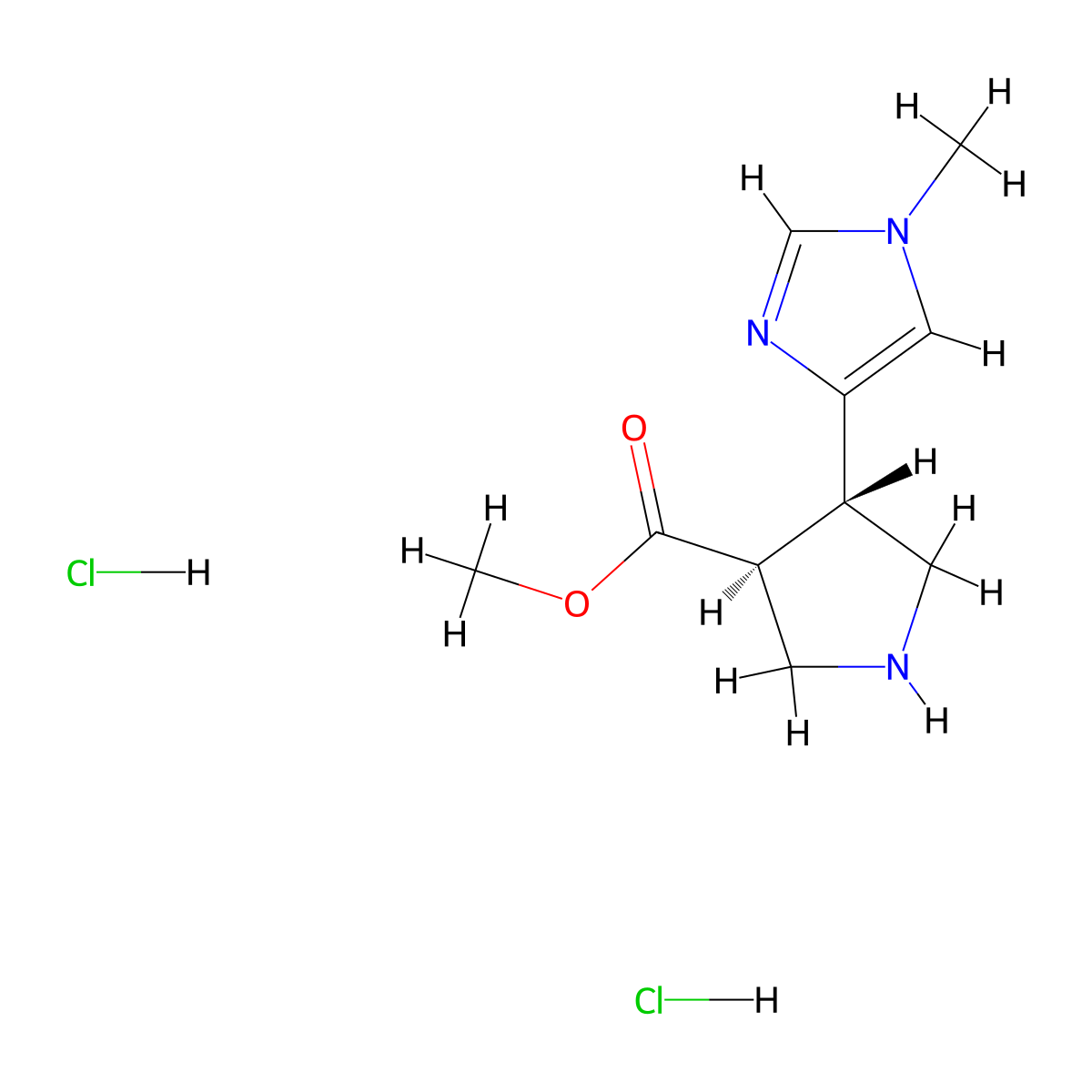 rac-methyl (3R,4R)-4-(1-methyl-1H-imidazol-4-yl)pyrrolidine-3-carboxylate dihydrochloride molecular structure, CAS 2994285-69-5