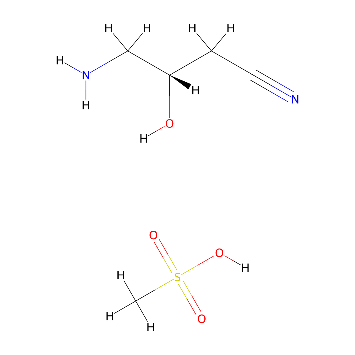 (3S)-4-amino-3-hydroxybutanenitrile, methanesulfonic acid molecular structure, CAS 2994285-74-2