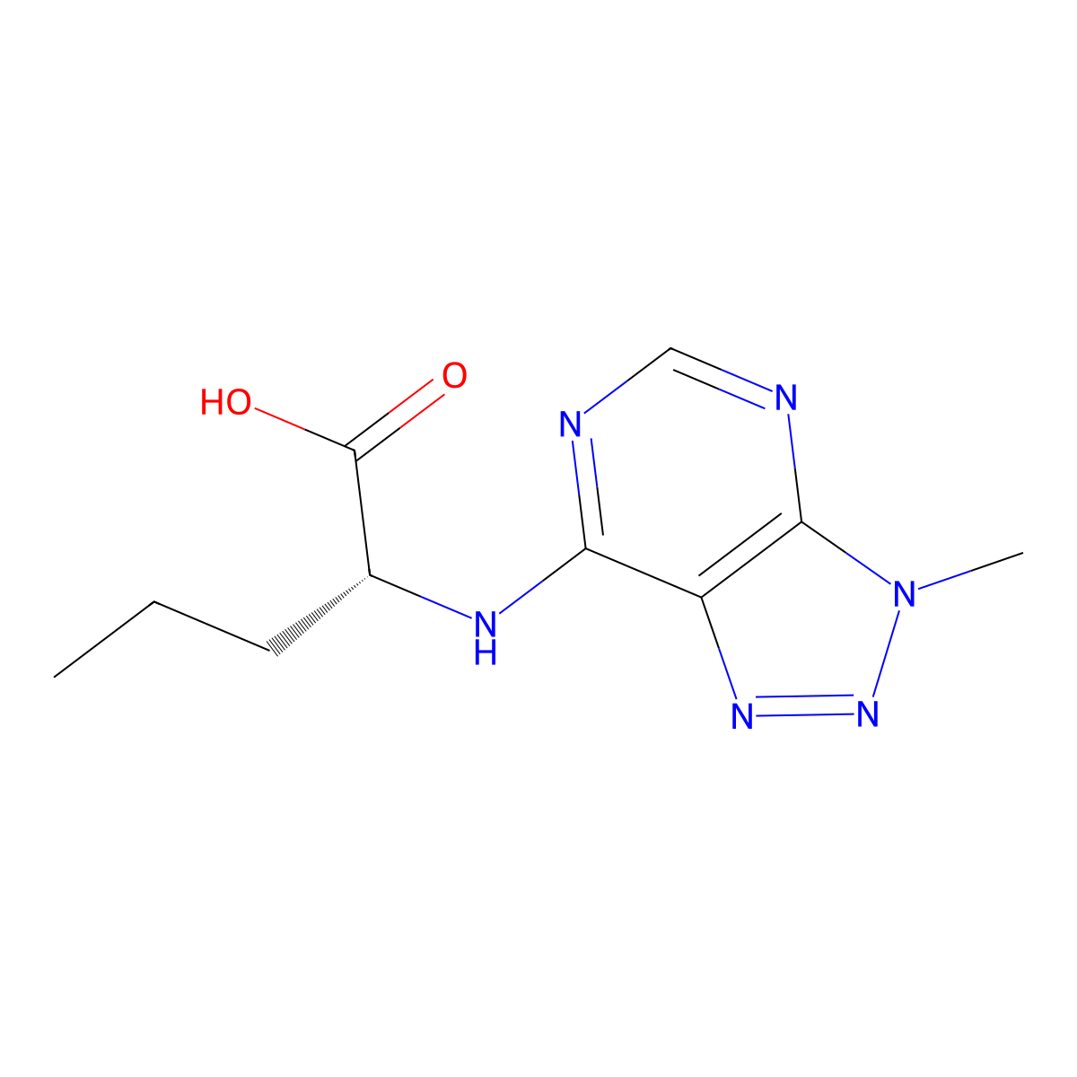 (2R)-2-[(3-methyltriazolo[4,5-d]pyrimidin-7-yl)amino]pentanoic acid molecular structure, CAS 2994285-79-7
