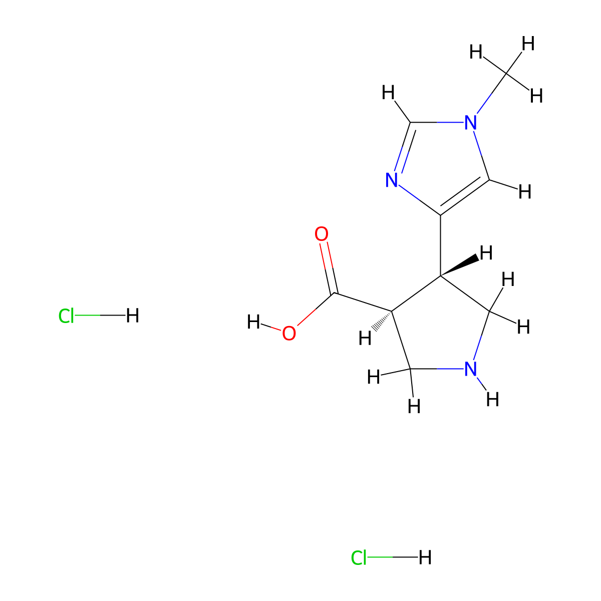 rac-(3R,4R)-4-(1-methyl-1H-imidazol-4-yl)pyrrolidine-3-carboxylic acid dihydrochloride molecular structure, CAS 2994285-81-1
