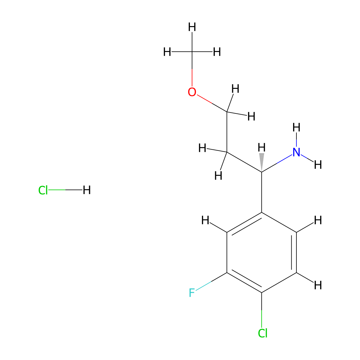 (1R)-1-(4-chloro-3-fluorophenyl)-3-methoxypropan-1-amine;hydrochloride molecular structure, CAS 2994292-29-2