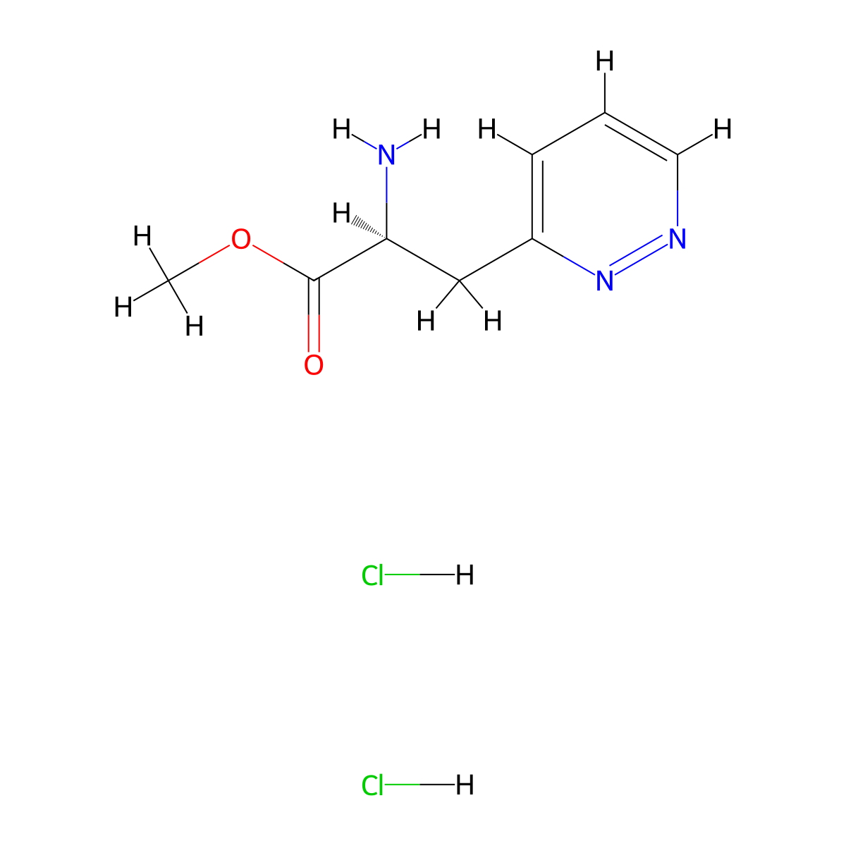 methyl (2S)-2-amino-3-(pyridazin-3-yl)propanoate dihydrochloride molecular structure, CAS 2994292-39-4
