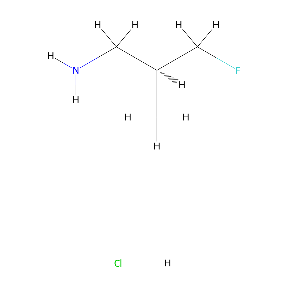 (2S)-3-fluoro-2-methylpropan-1-amine hydrochloride molecular structure, CAS 2994292-59-8