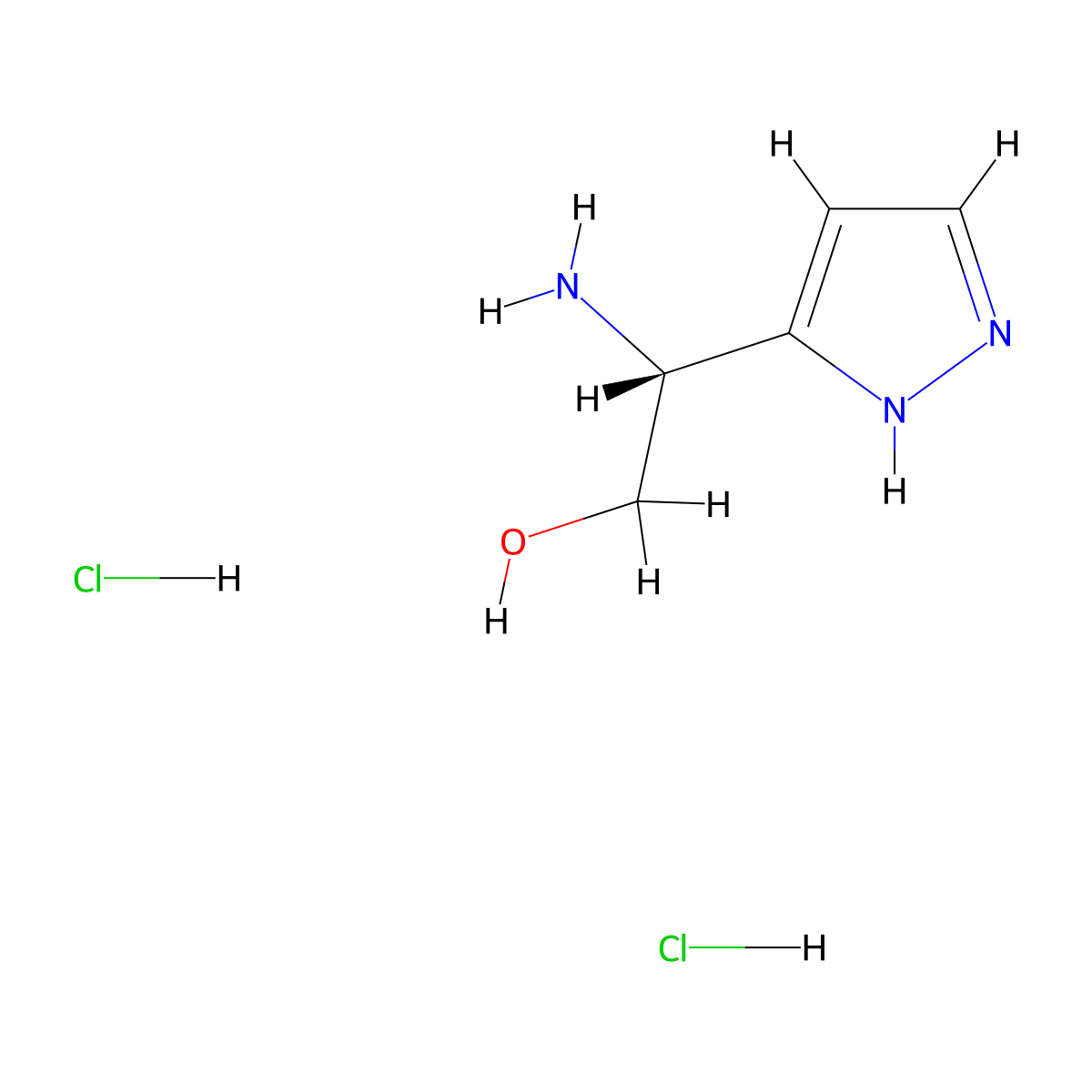(2R)-2-amino-2-(1H-pyrazol-5-yl)ethanol;dihydrochloride molecular structure, CAS 2994292-60-1