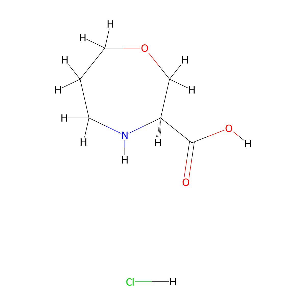 (3S)-1,4-oxazepane-3-carboxylic acid hydrochloride molecular structure, CAS 2994293-02-4