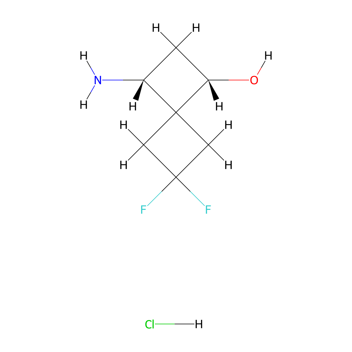 rac-(1R,3S)-3-amino-6,6-difluorospiro[3.3]heptan-1-ol hydrochloride molecular structure, CAS 2994293-29-5