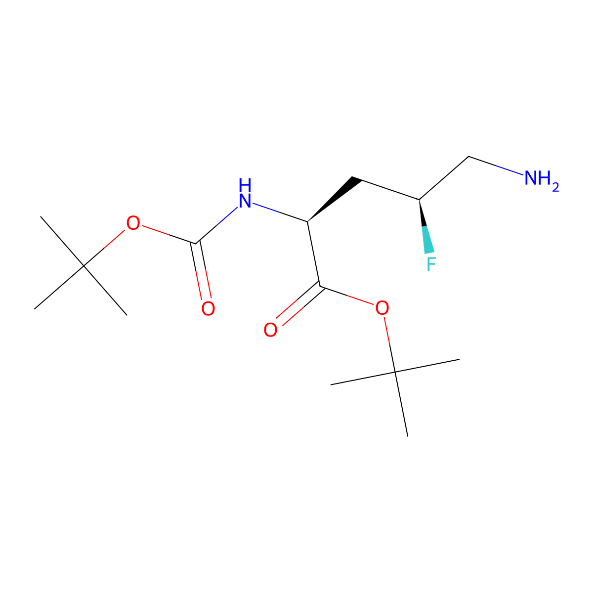 tert-butyl (2S,4S)-5-amino-2-{[(tert-butoxy)carbonyl]amino}-4-fluoropentanoate molecular structure, CAS 2994293-31-9