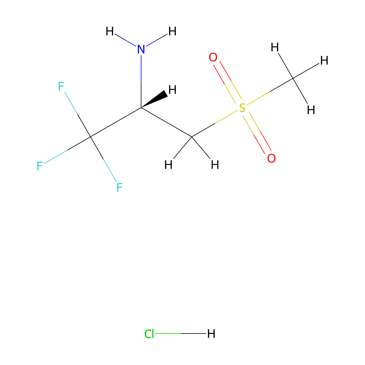 (2S)-1,1,1-trifluoro-3-methanesulfonylpropan-2-amine hydrochloride molecular structure, CAS 2994294-45-8