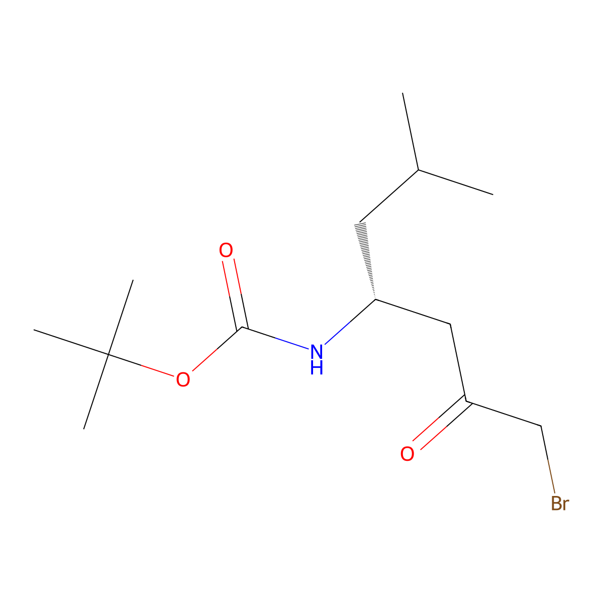 tert-butyl N-[(4R)-1-bromo-6-methyl-2-oxoheptan-4-yl]carbamate molecular structure, CAS 2994294-59-4