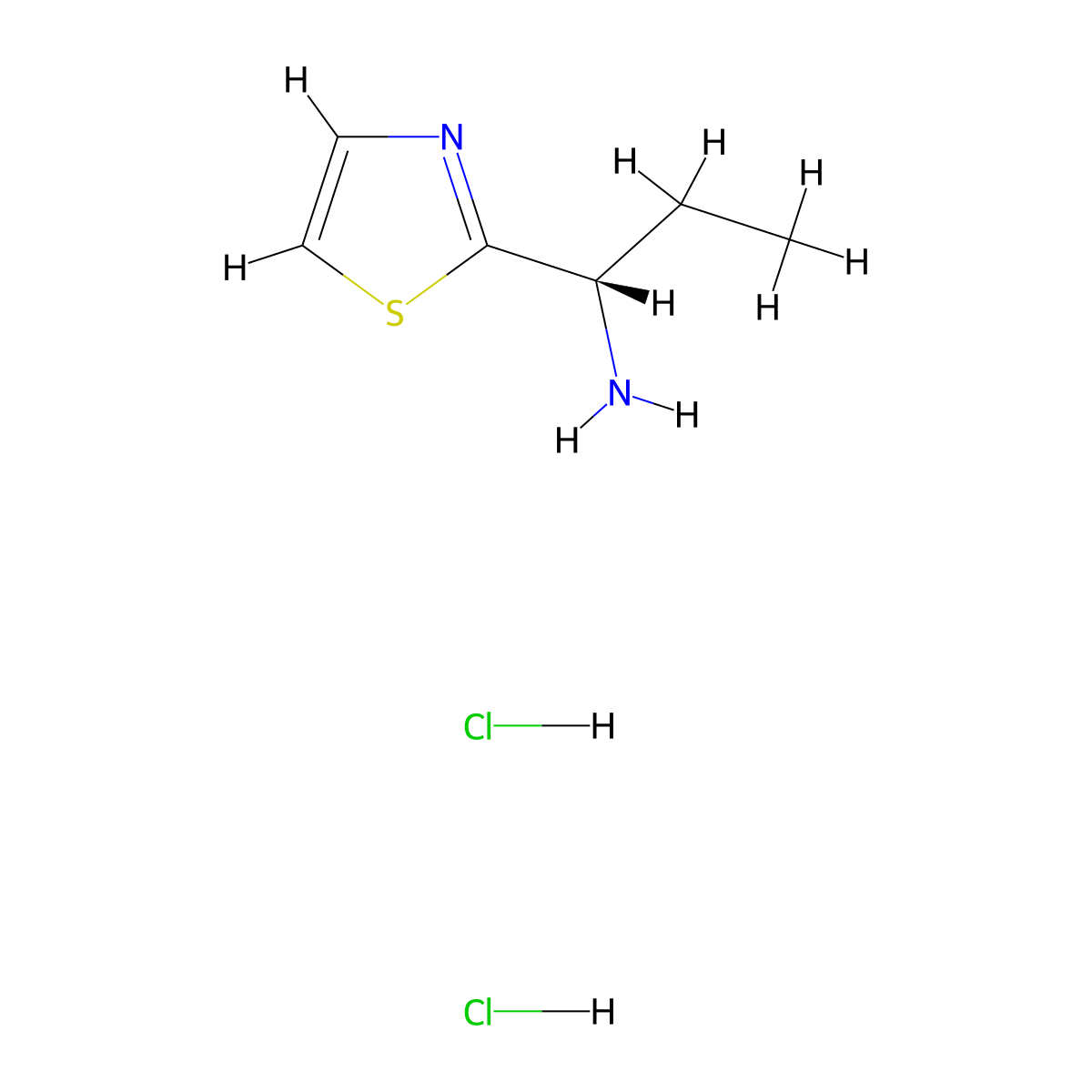 (1S)-1-(1,3-thiazol-2-yl)propan-1-amine dihydrochloride molecular structure, CAS 2994294-63-0