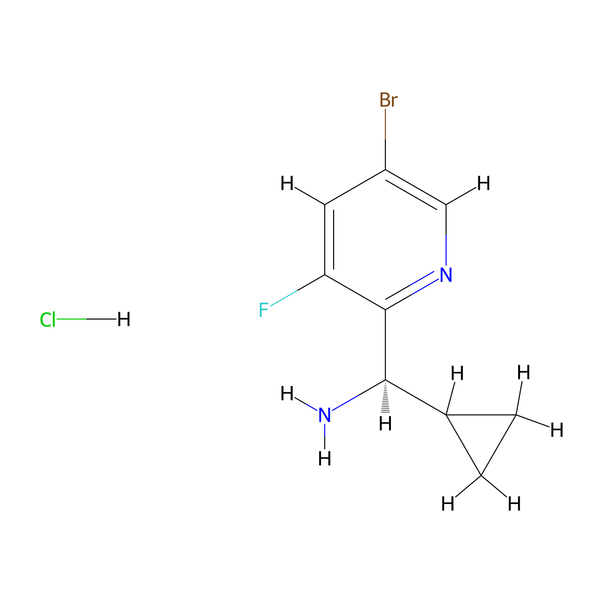 (R)-(5-bromo-3-fluoro-2-pyridinyl)-cyclopropylmethanamine;hydrochloride molecular structure, CAS 2994294-72-1
