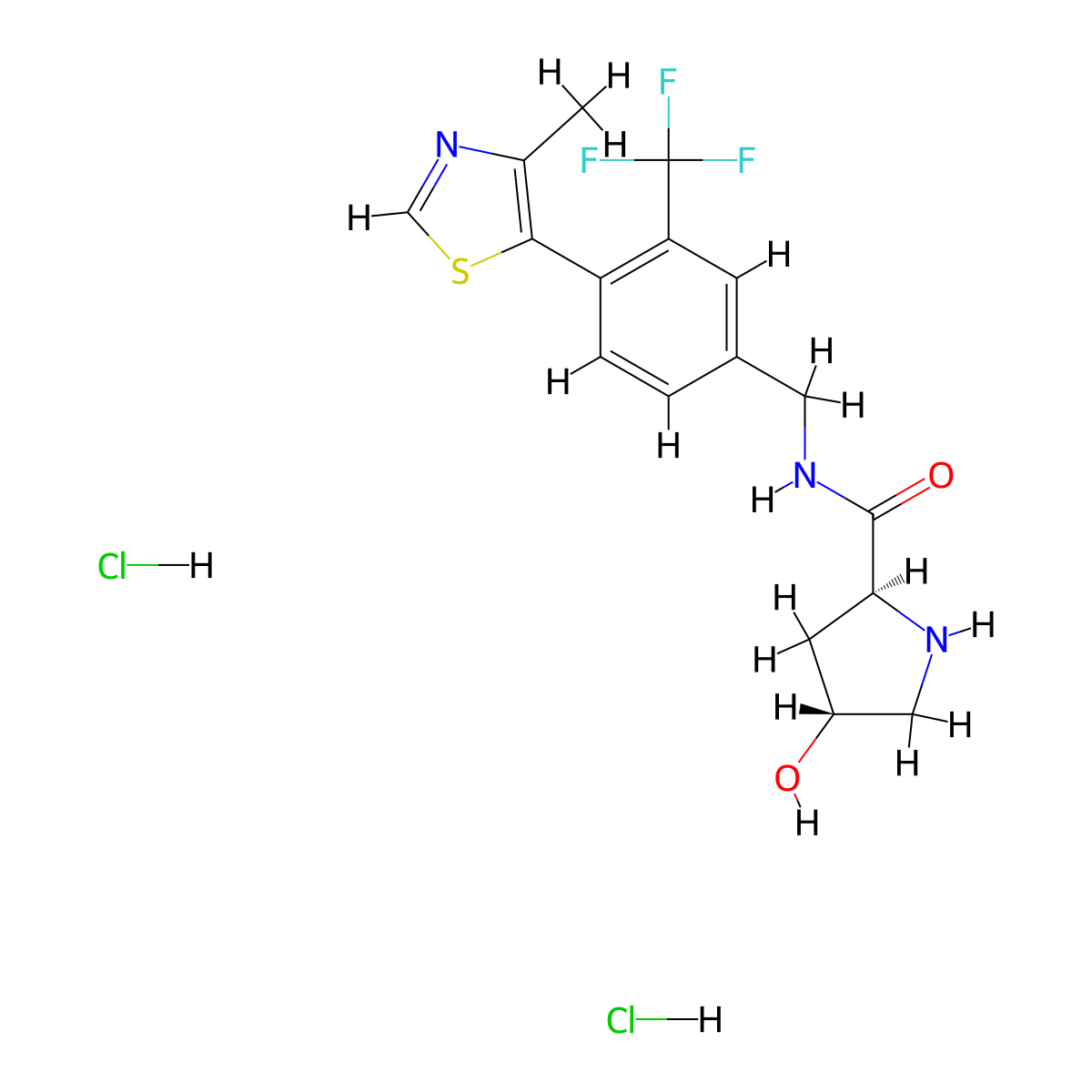 (2S,4R)-4-hydroxy-N-{[4-(4-methyl-1,3-thiazol-5-yl)-3-(trifluoromethyl)phenyl]methyl}pyrrolidine-2-carboxamide dihydrochloride molecular structure, CAS 2994295-33-7