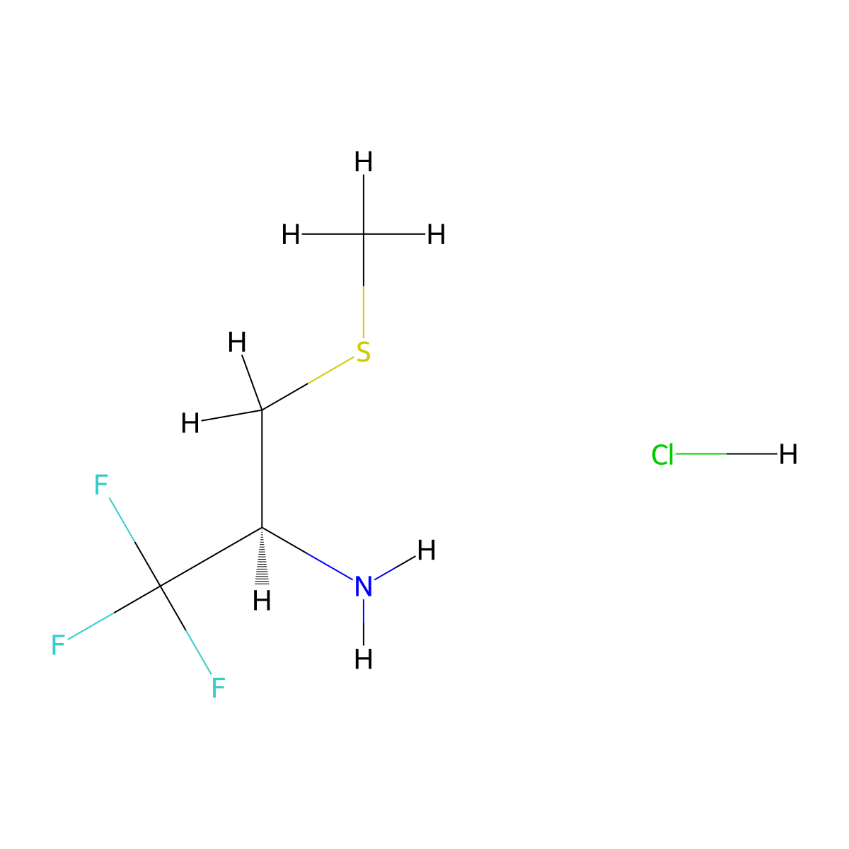 (2S)-1,1,1-trifluoro-3-(methylsulfanyl)propan-2-amine hydrochloride molecular structure, CAS 2994295-39-3