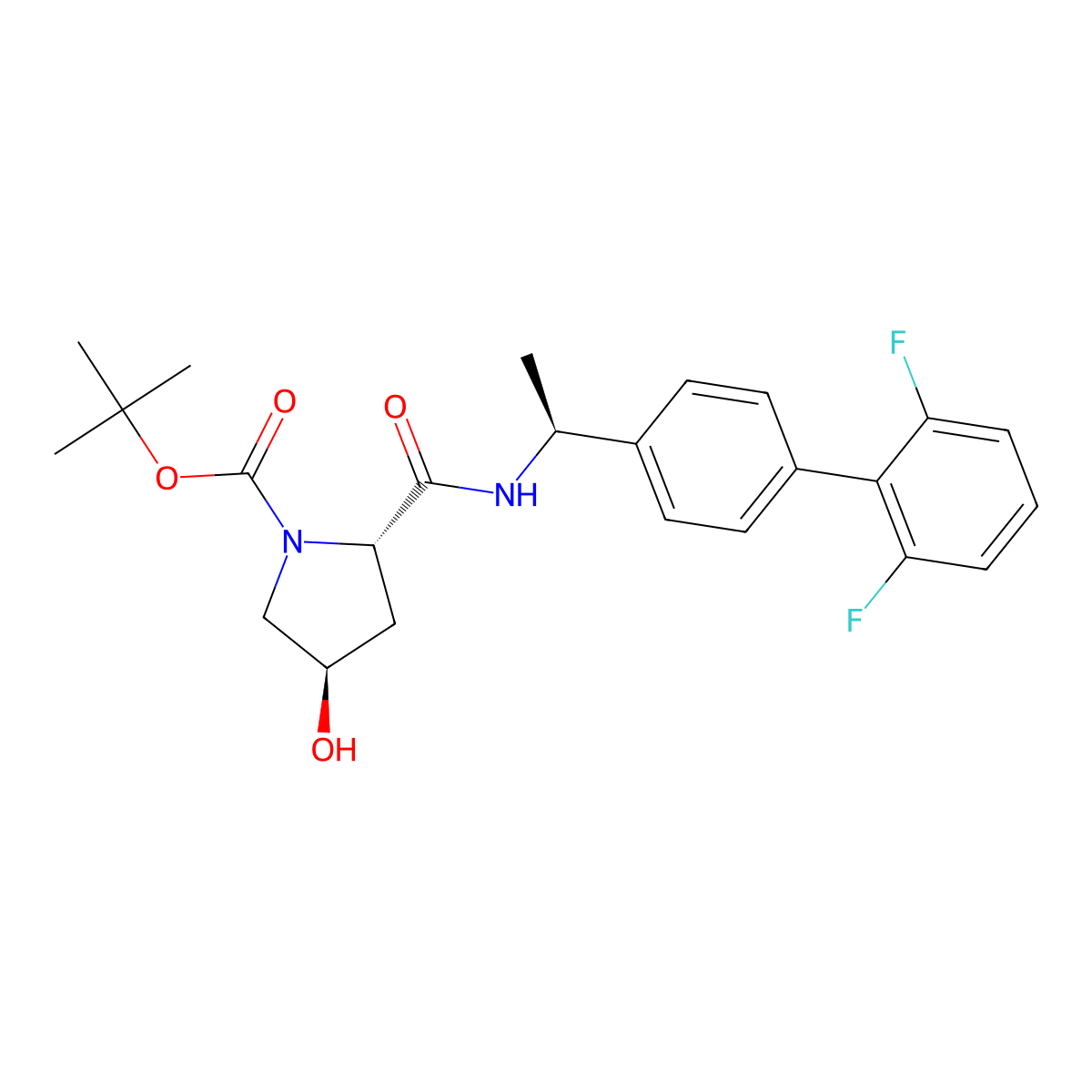 (2S,4R)-1-Boc-N-[(S)-1-(2',6'-difluoro-4-biphenylyl)ethyl]-4-hydroxypyrrolidine-2-carboxamide molecular structure, CAS 2994295-46-2