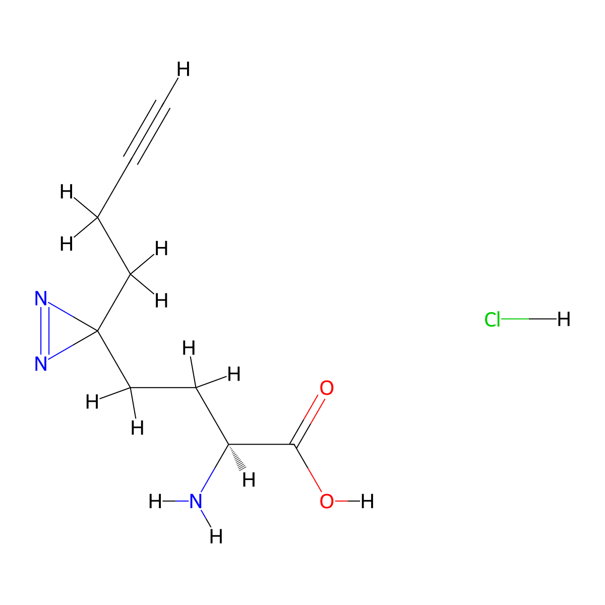 (2S)-2-amino-4-[3-(but-3-yn-1-yl)-3H-diazirin-3-yl]butanoic acid hydrochloride molecular structure, CAS 2994295-53-1