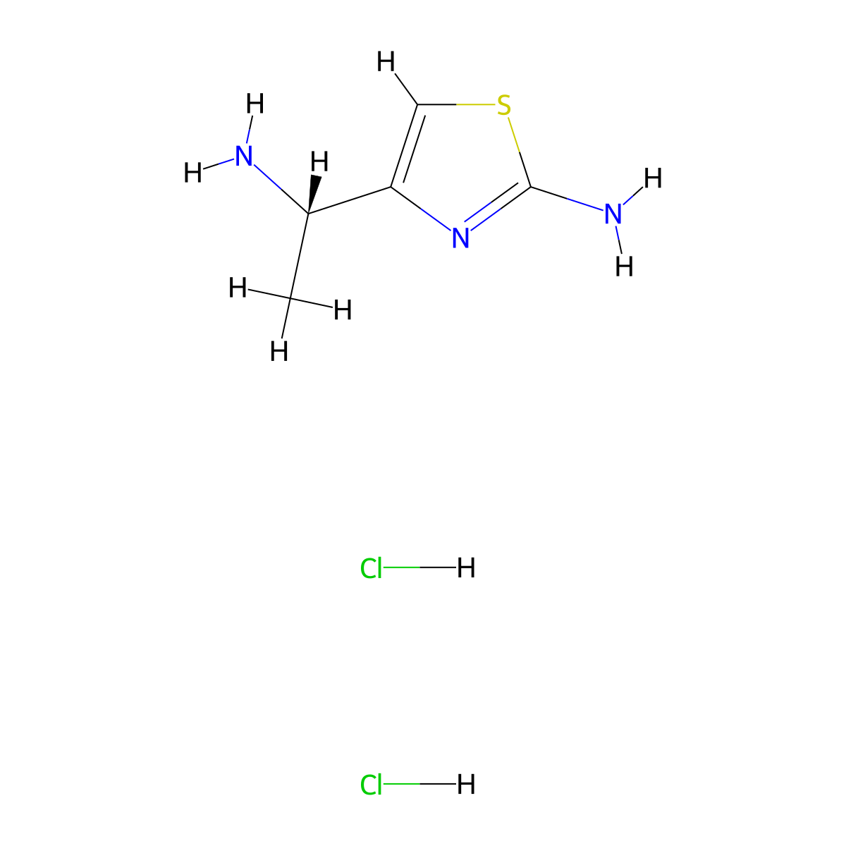 4-[(1S)-1-aminoethyl]-1,3-thiazol-2-amine dihydrochloride molecular structure, CAS 2994295-60-0