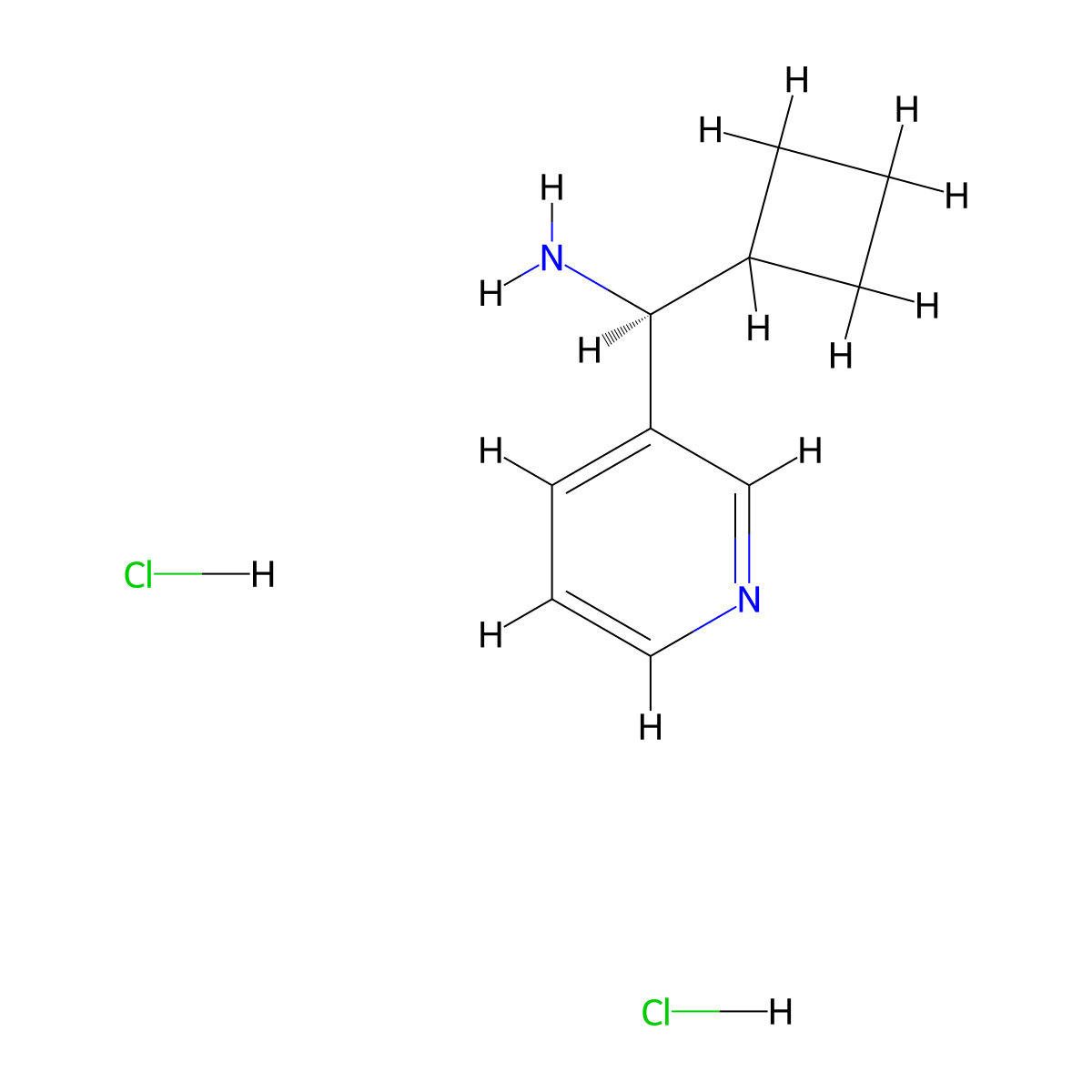 (1S)-1-cyclobutyl-1-(pyridin-3-yl)methanamine dihydrochloride molecular structure, CAS 2994296-84-1