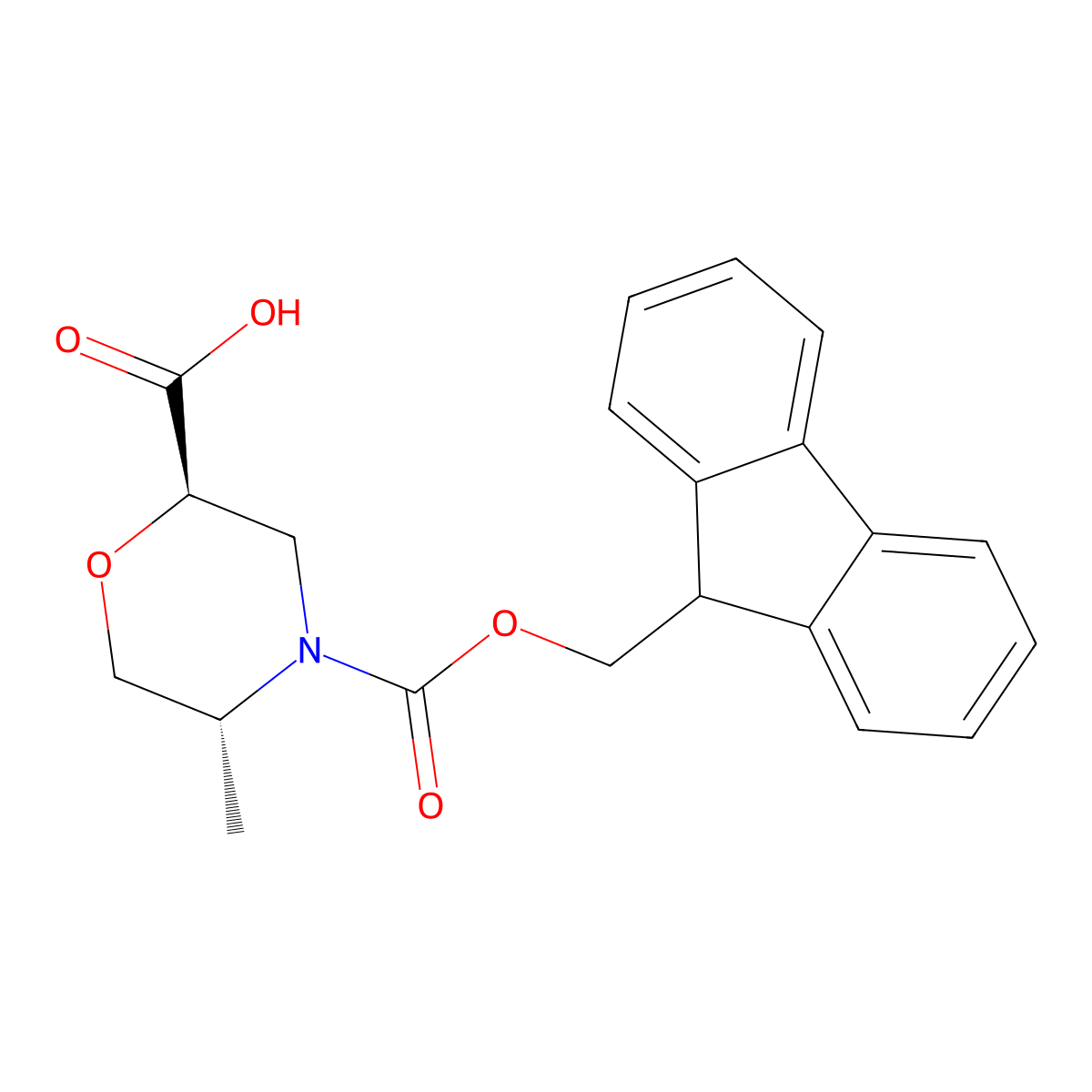 (2R,5R)-4-{[(9H-fluoren-9-yl)methoxy]carbonyl}-5-methylmorpholine-2-carboxylic acid molecular structure, CAS 2994296-90-9