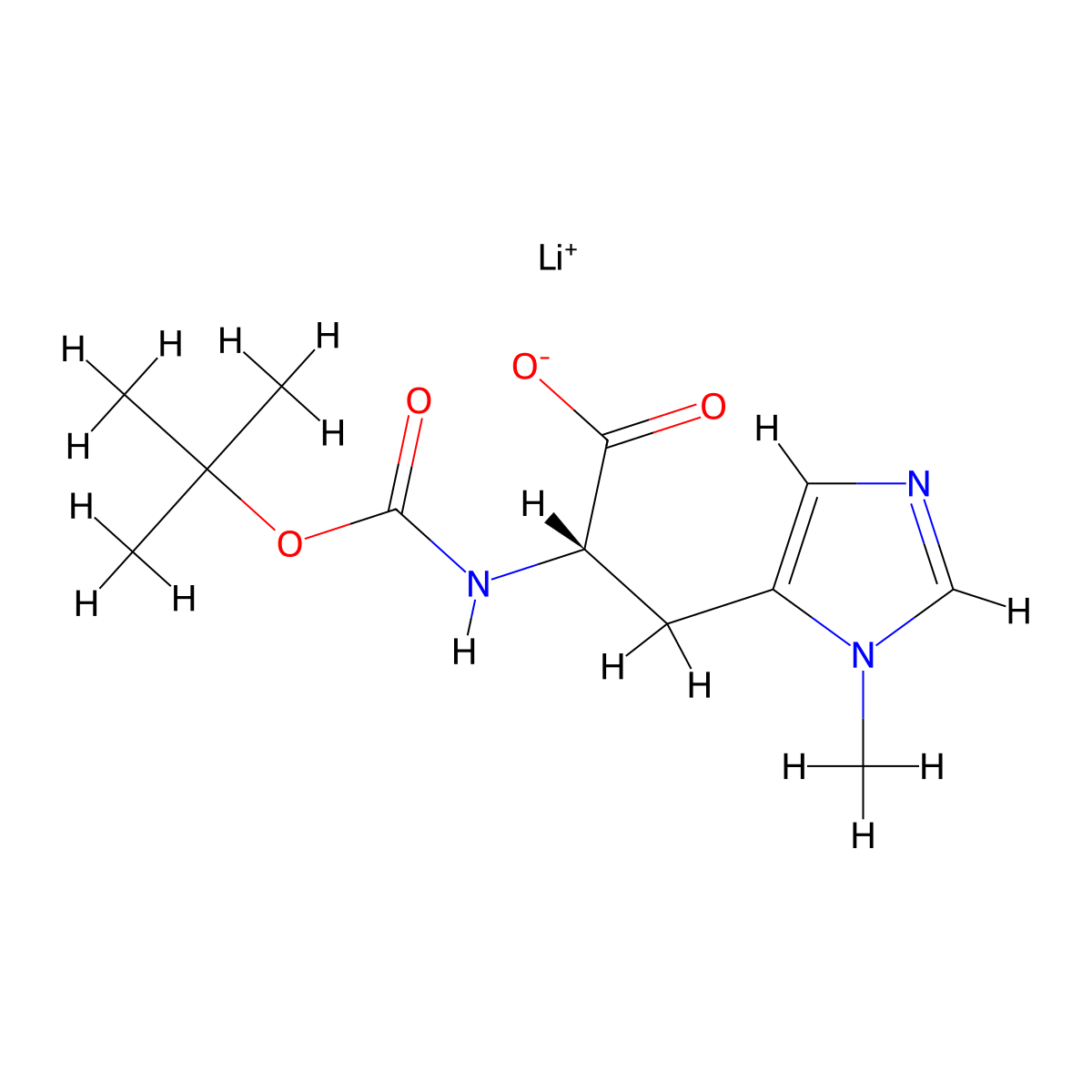 lithium(1+) (2S)-2-{[(tert-butoxy)carbonyl]amino}-3-(1-methyl-1H-imidazol-5-yl)propanoate molecular structure, CAS 2994296-97-6