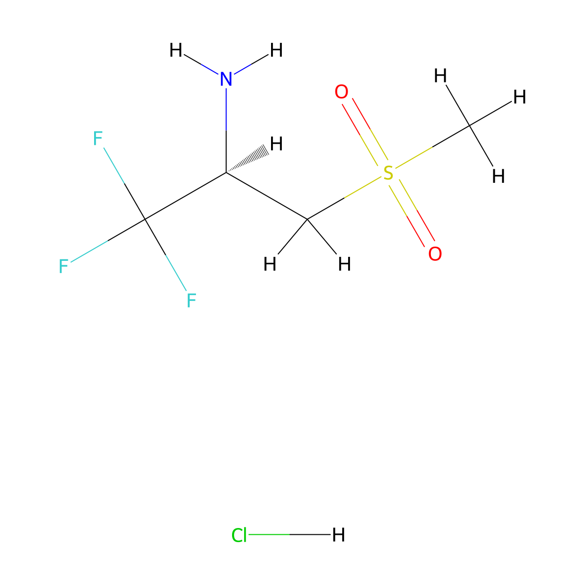 (2R)-1,1,1-trifluoro-3-methanesulfonylpropan-2-amine hydrochloride molecular structure, CAS 2994297-65-1