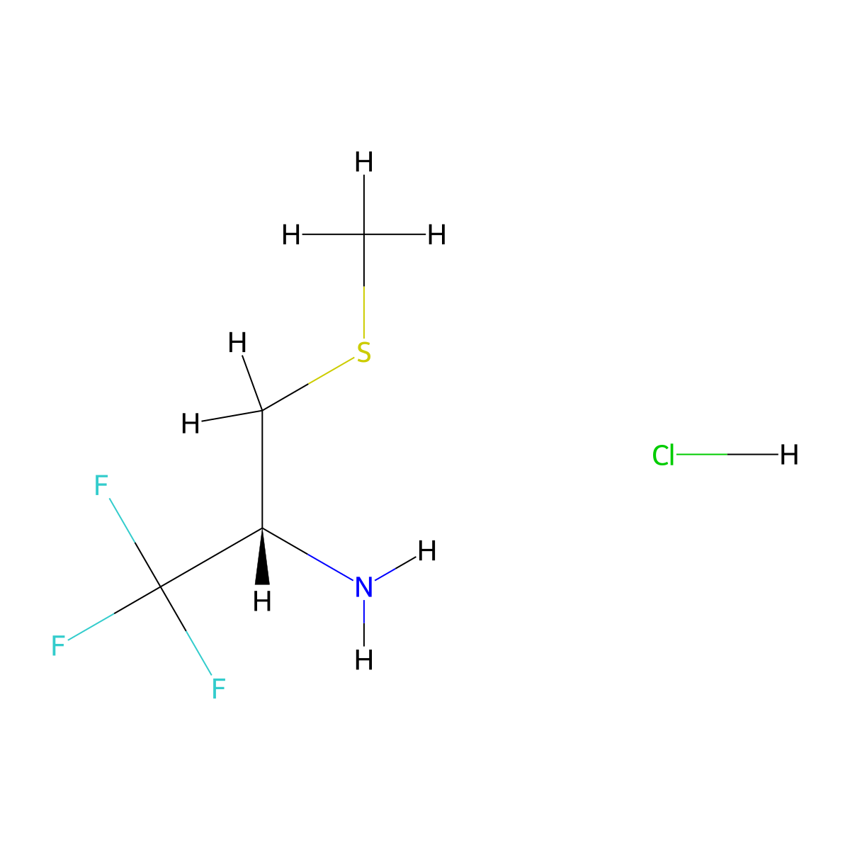 (2R)-1,1,1-trifluoro-3-(methylsulfanyl)propan-2-amine hydrochloride molecular structure, CAS 2994297-75-3