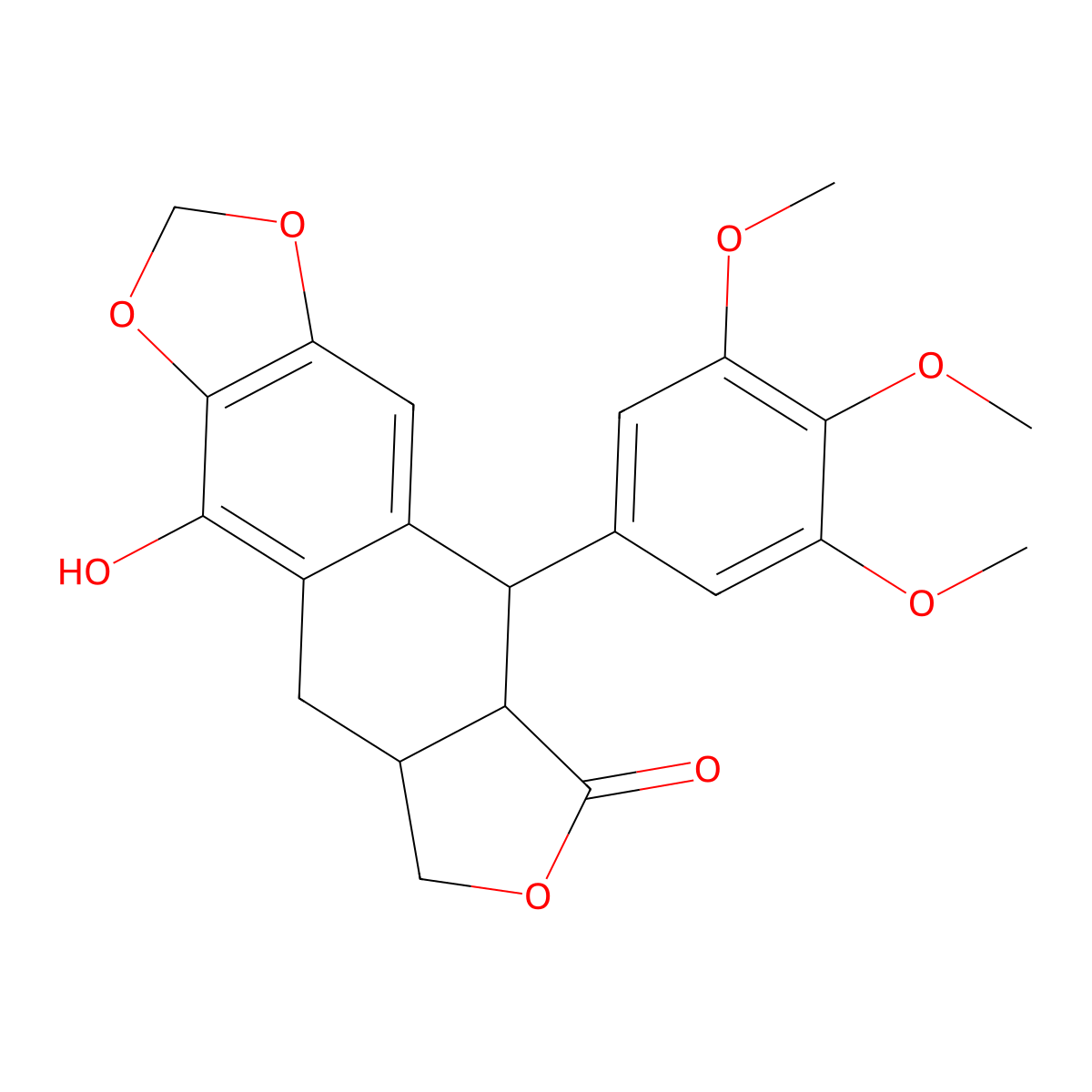 10-Hydroxy-5-(3,4,5-trimethoxyphenyl)-5,8,8a,9-tetrahydrofuro[3',4':6,7]naphtho[2,3-d][1,3]dioxol-6(5aH)-one molecular structure, CAS 299431-00-8