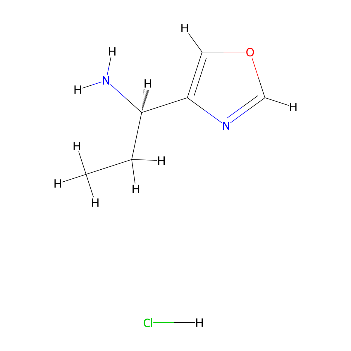 (1R)-1-(1,3-oxazol-4-yl)propan-1-amine hydrochloride molecular structure, CAS 2994316-85-5