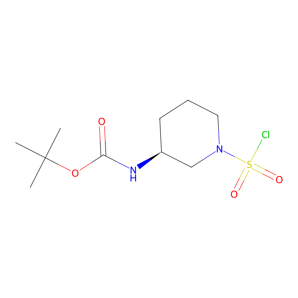 tert-butyl N-[(3S)-1-(chlorosulfonyl)piperidin-3-yl]carbamate molecular structure, CAS 2994316-89-9