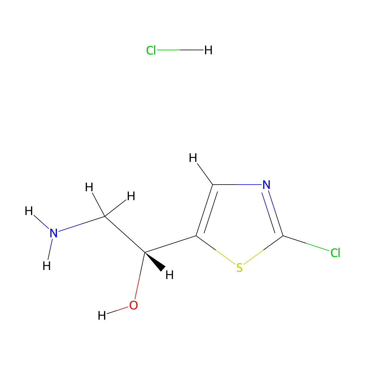 (1R)-2-amino-1-(2-chloro-1,3-thiazol-5-yl)ethan-1-ol hydrochloride molecular structure, CAS 2994317-04-1