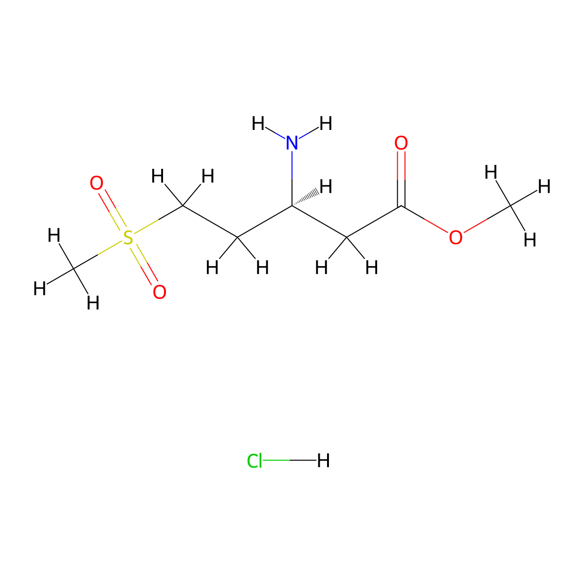 methyl (3S)-3-amino-5-methanesulfonylpentanoate hydrochloride molecular structure, CAS 2994317-15-4