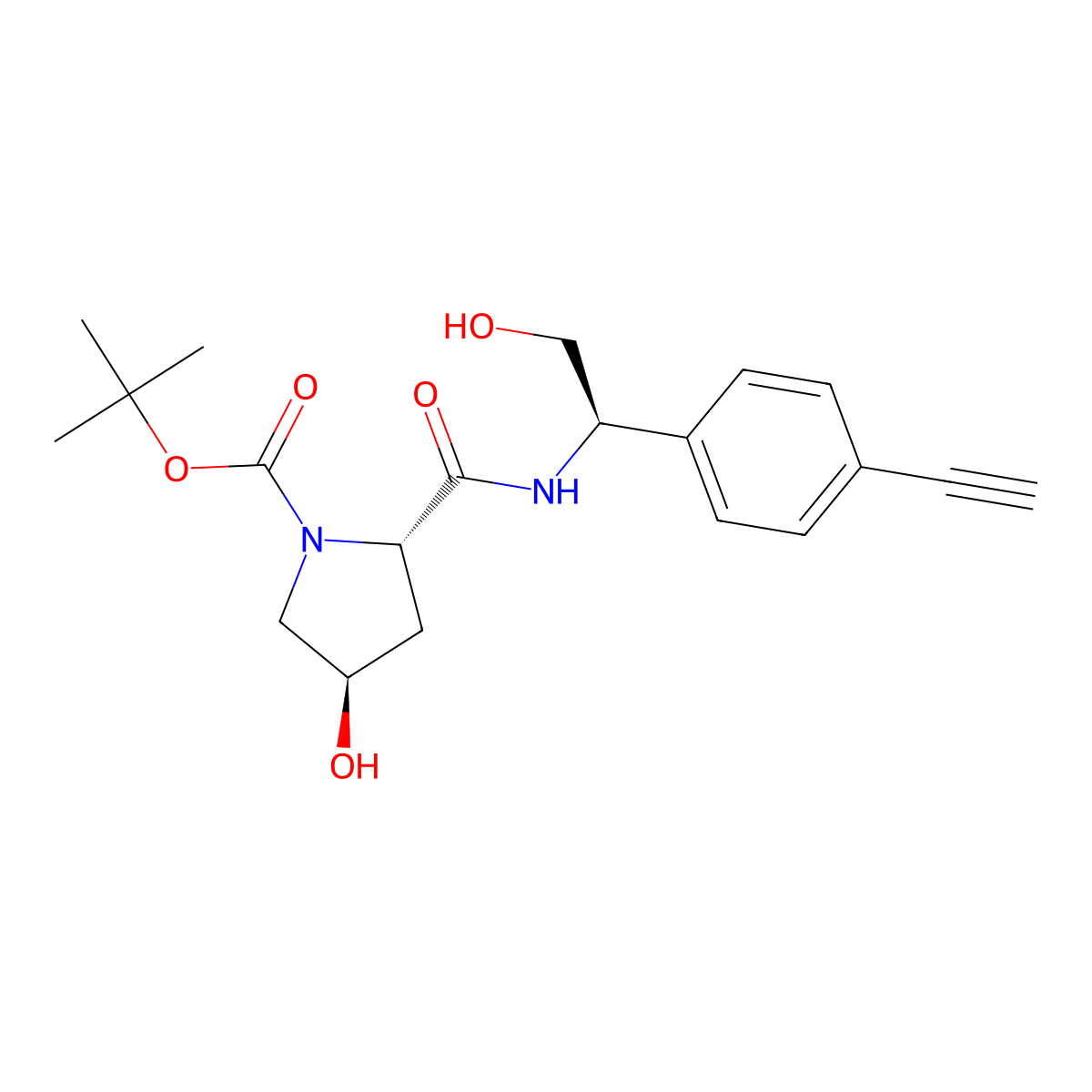 (2S,4R)-1-Boc-N-[(R)-1-(4-ethynylphenyl)-2-hydroxyethyl]-4-hydroxypyrrolidine-2-carboxamide molecular structure, CAS 2994318-30-6