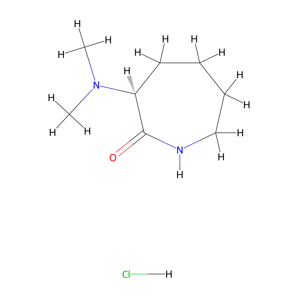 (3S)-3-(dimethylamino)azepan-2-one hydrochloride molecular structure, CAS 2994318-34-0