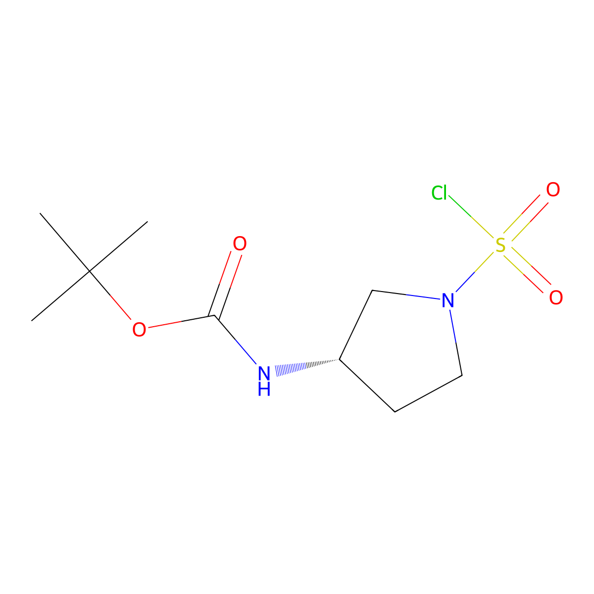tert-butyl N-[(3S)-1-(chlorosulfonyl)pyrrolidin-3-yl]carbamate molecular structure, CAS 2994329-41-6