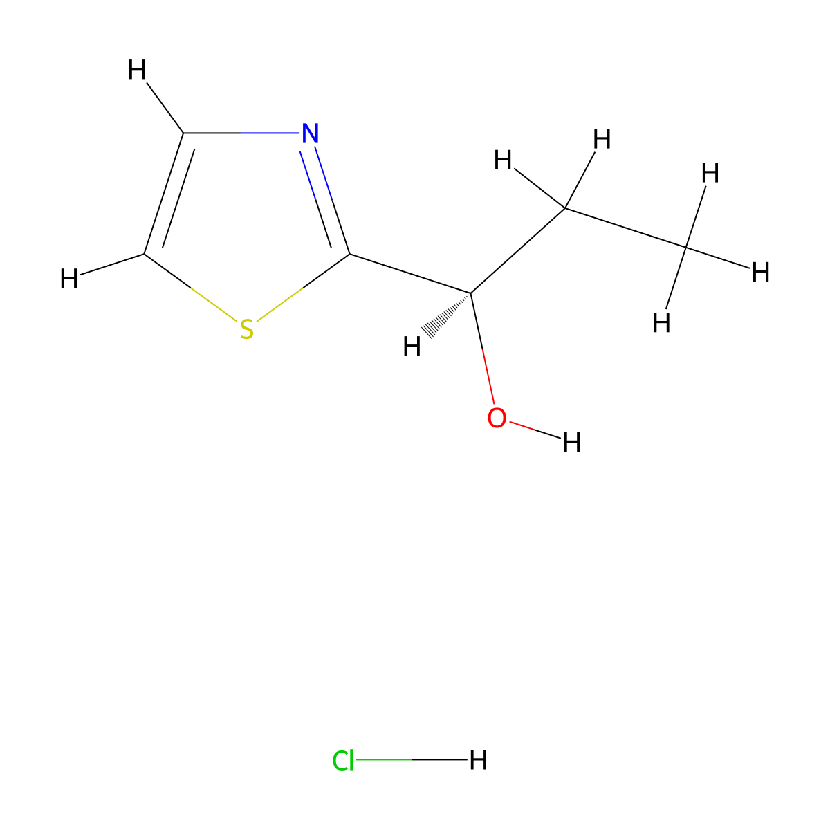 (1R)-1-(1,3-thiazol-2-yl)propan-1-ol hydrochloride molecular structure, CAS 2994329-49-4